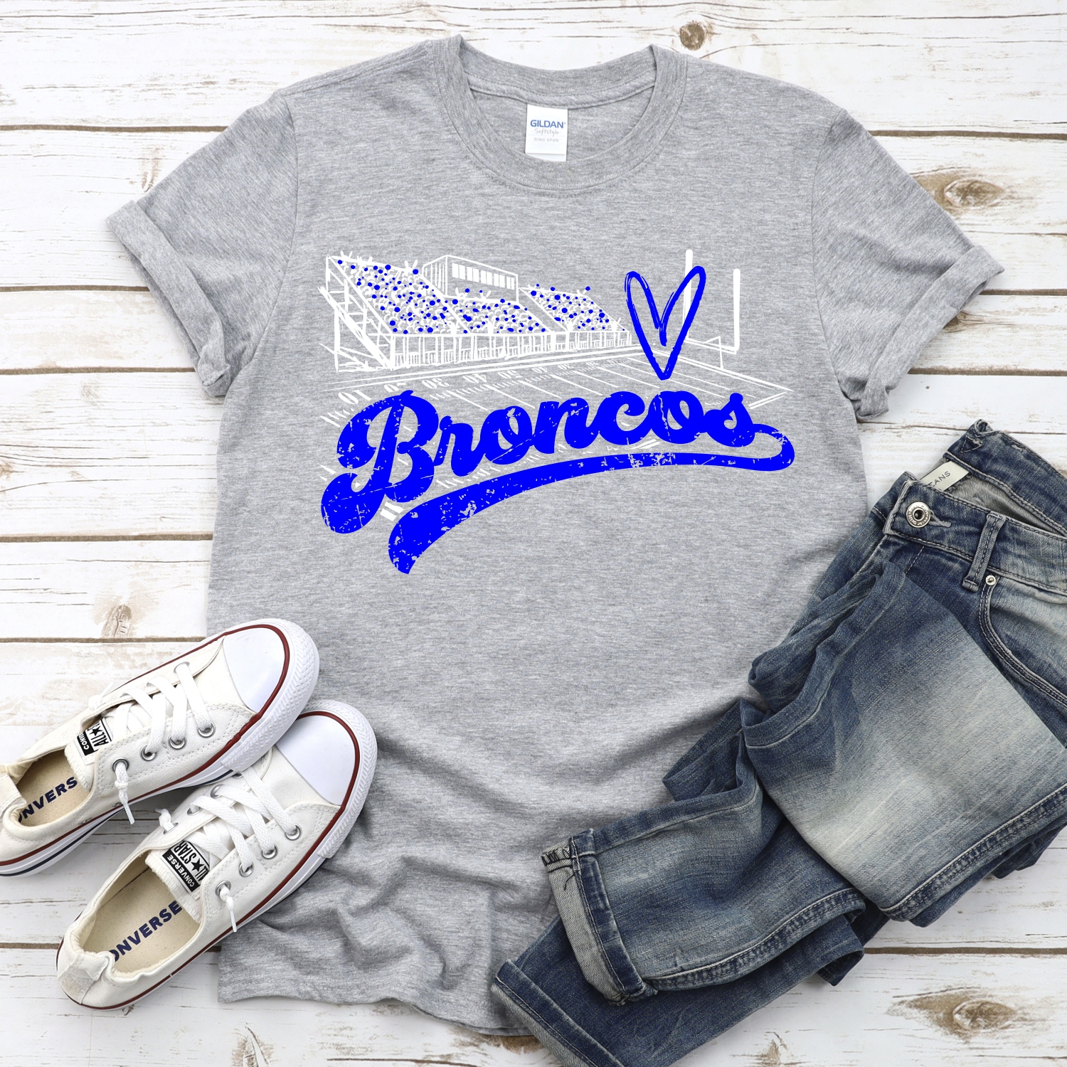 CUSTOM Broncos football field white *DTF* Transfer - Image 2
