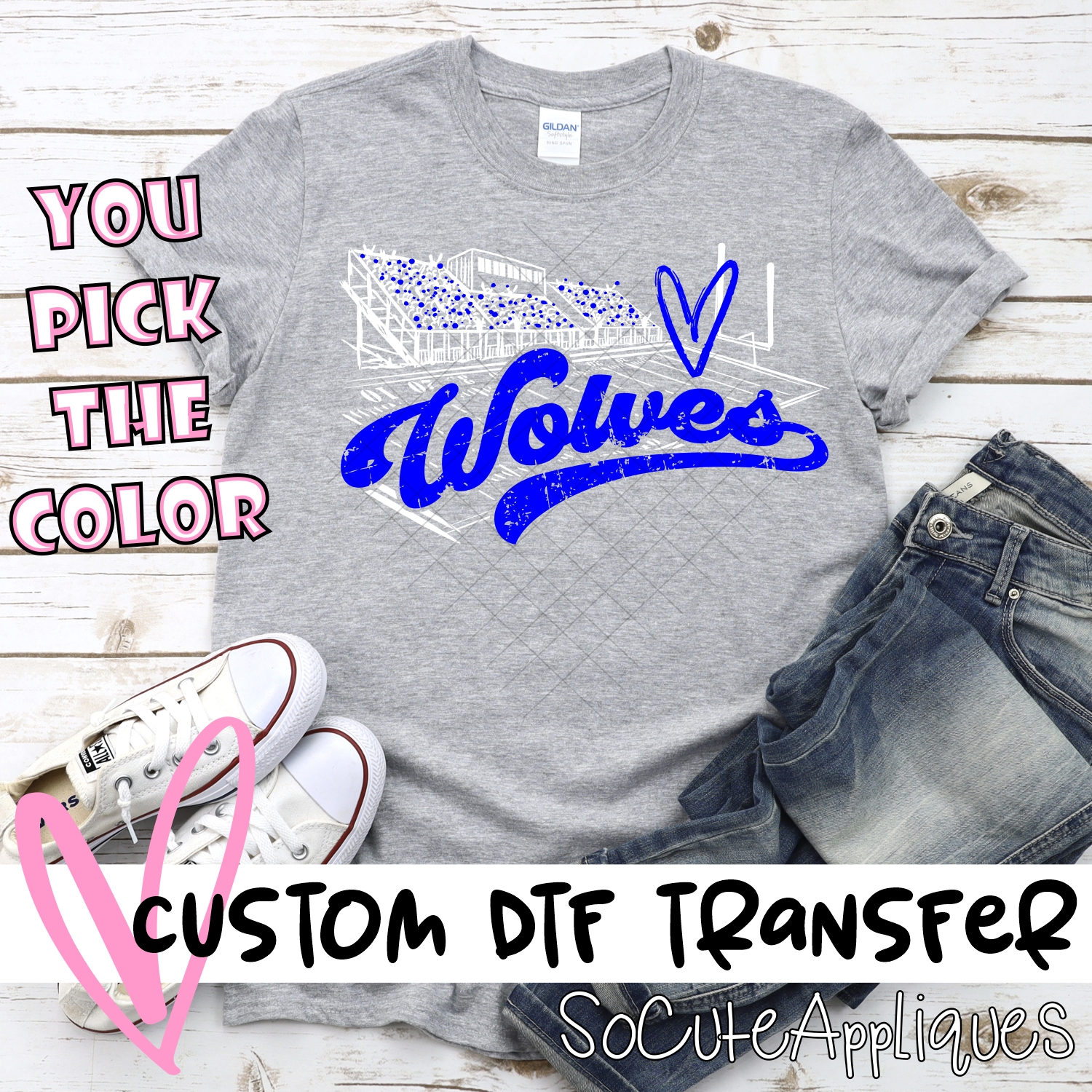 CUSTOM  Wolves football field white *DTF* Transfer
