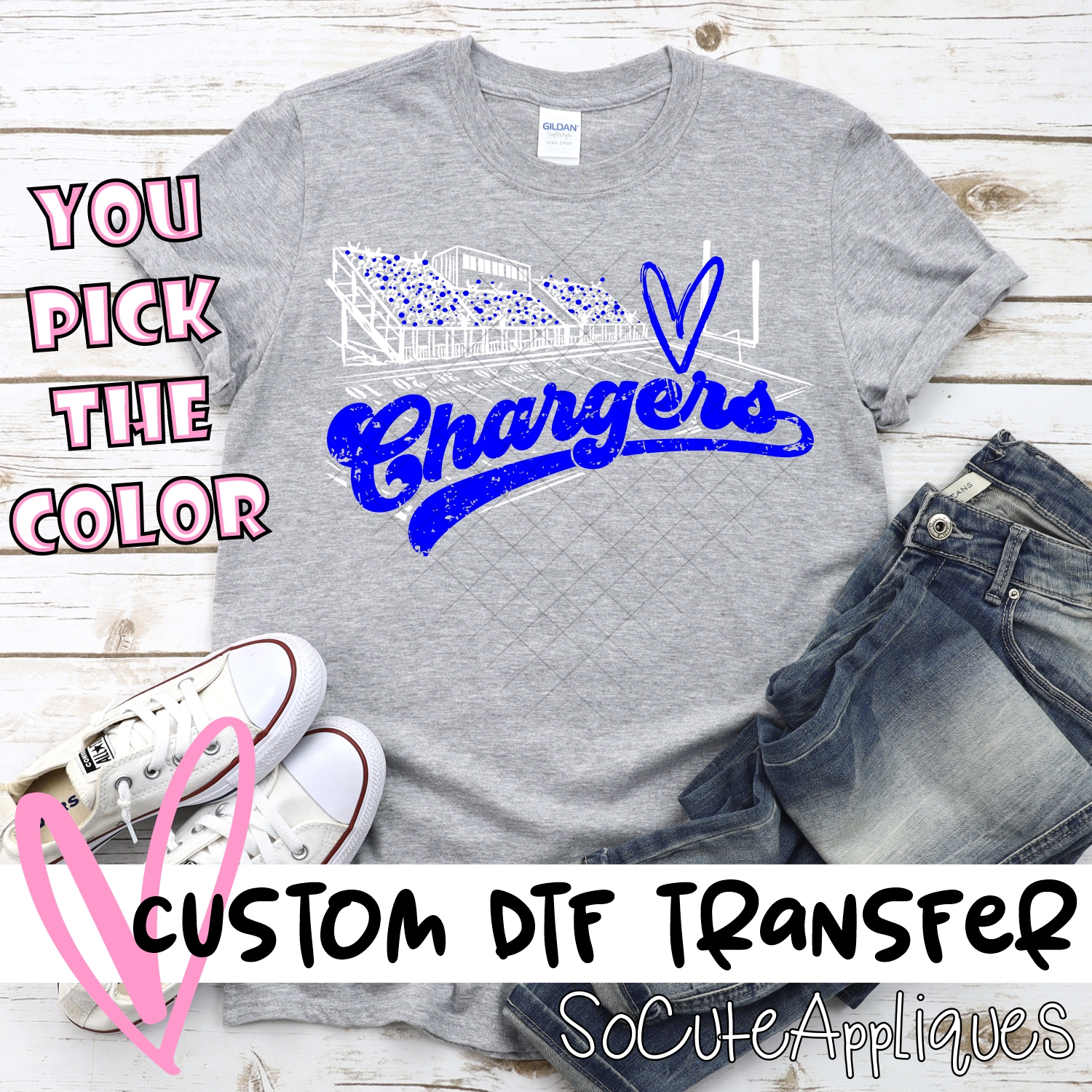 CUSTOM  Chargers football field white *DTF* Transfer