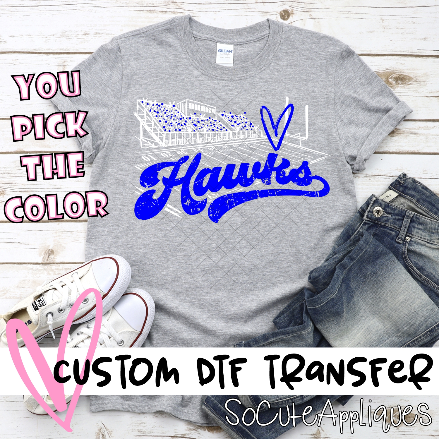 CUSTOM  Hawks football field white *DTF* Transfer