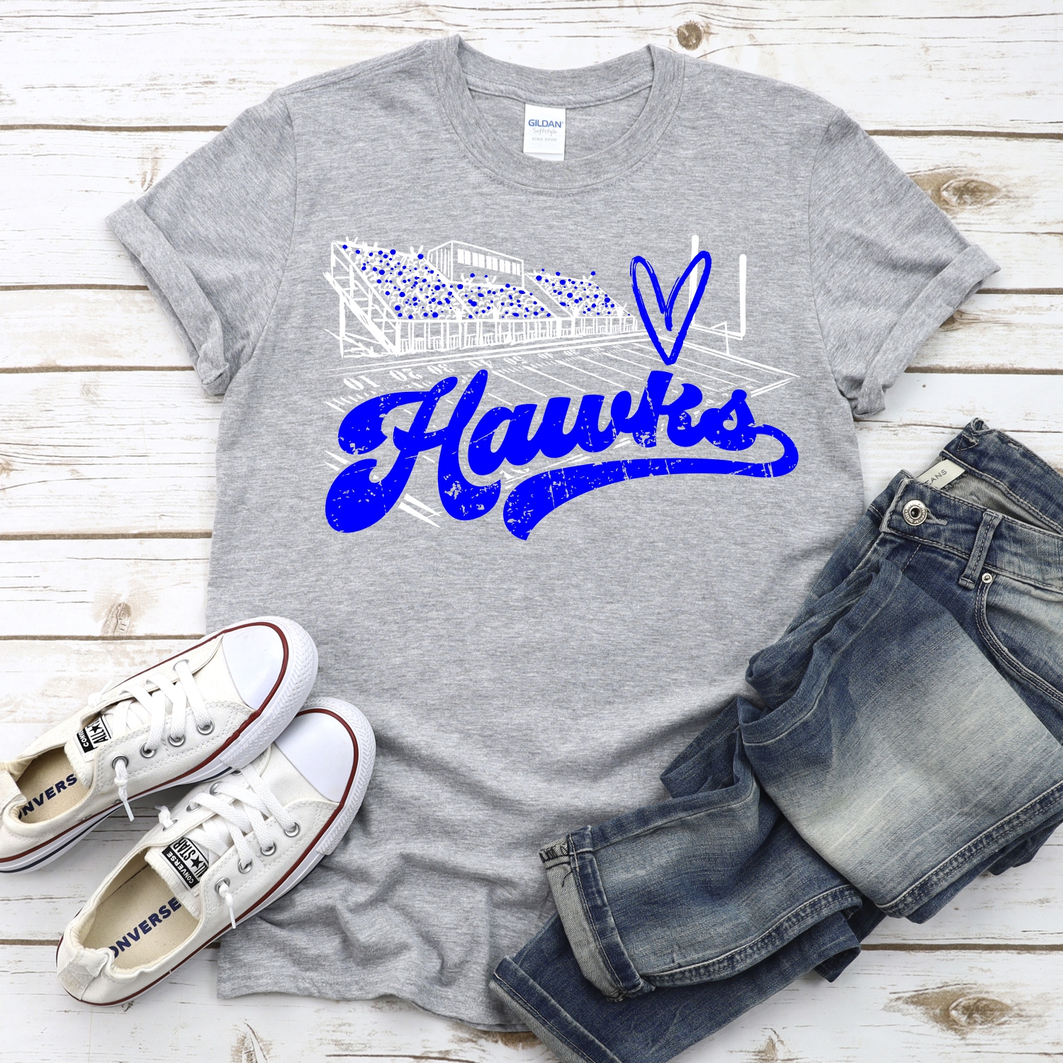 CUSTOM Hawks football field white *DTF* Transfer - Image 2