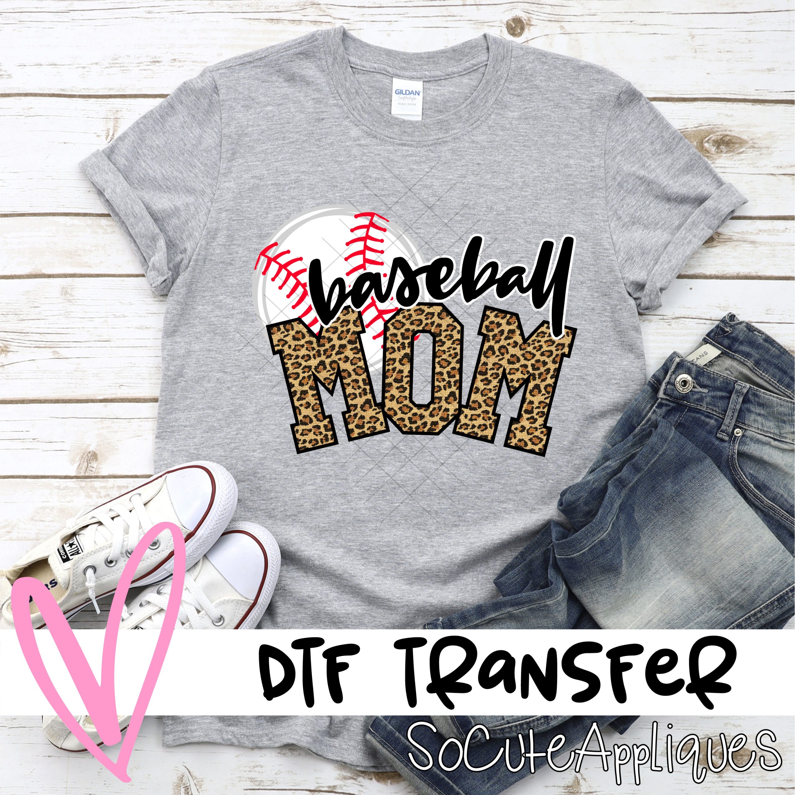 Baseball mom ball leopard *DTF* Transfer