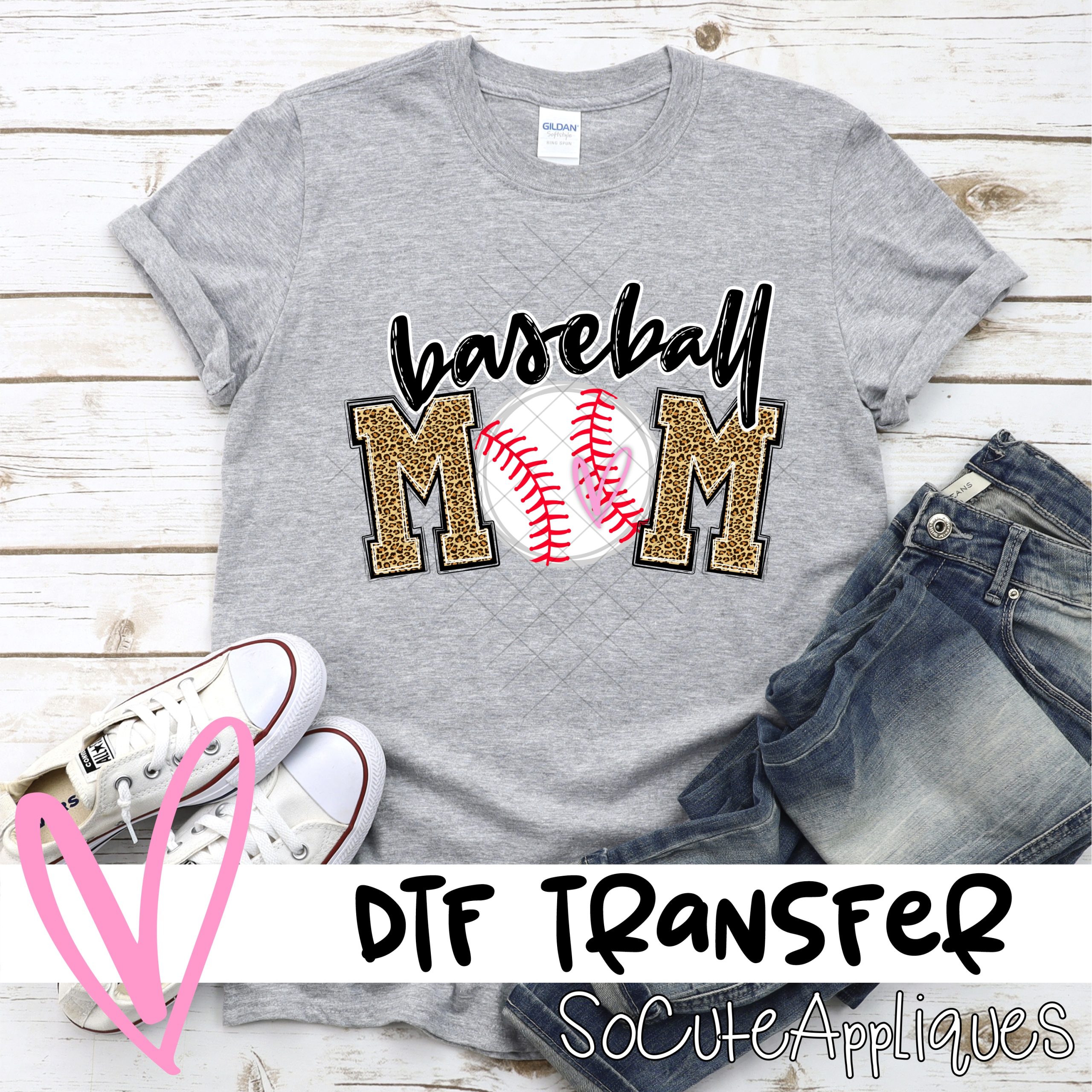 Baseball mom ball O leopard *DTF* Transfer
