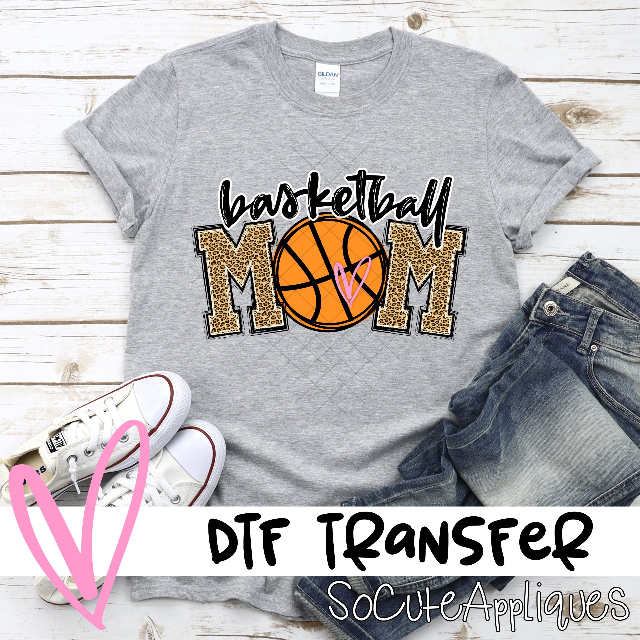 Basketball mom ball O leopard *DTF* Transfer