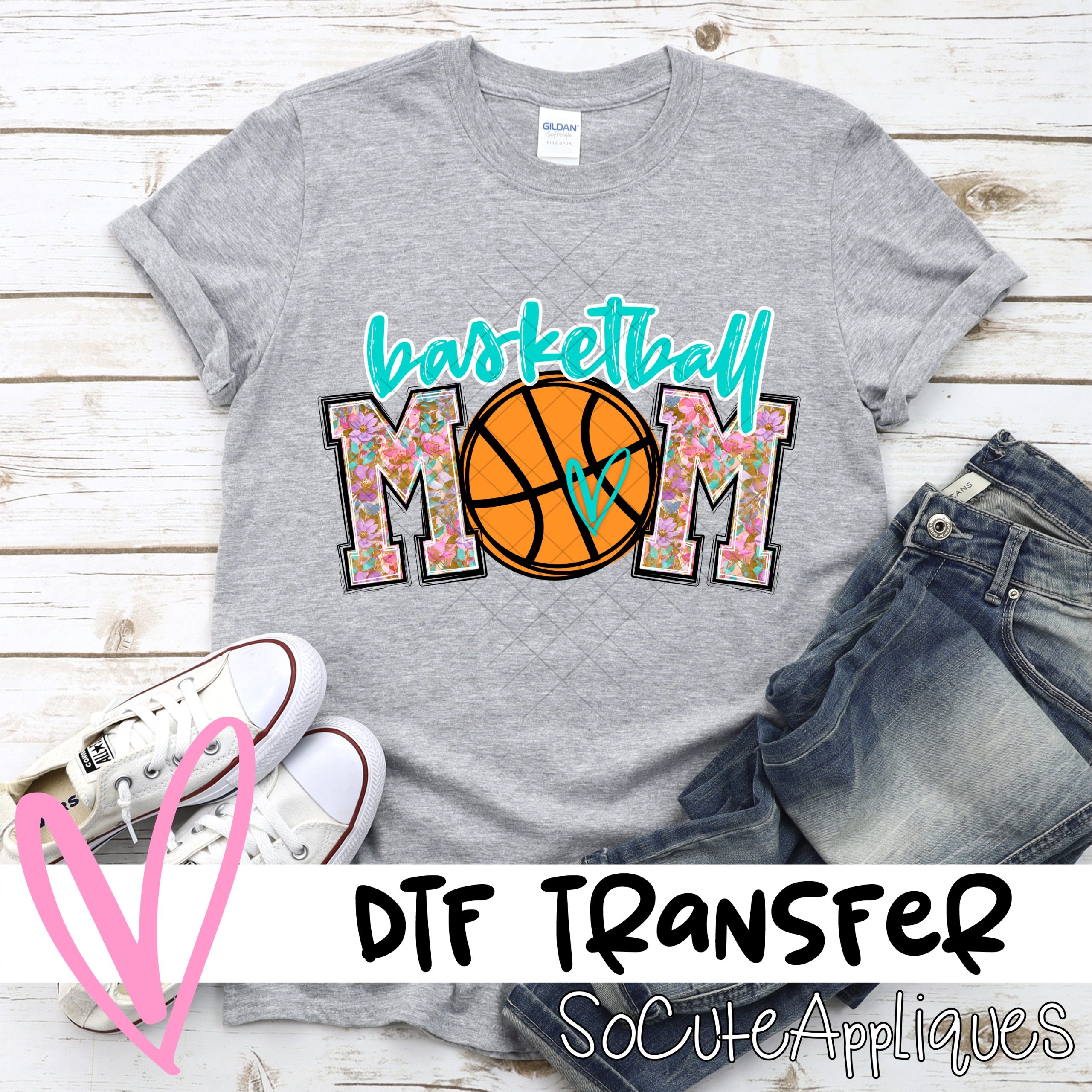 Basketball mom ball O multi flower *DTF* Transfer
