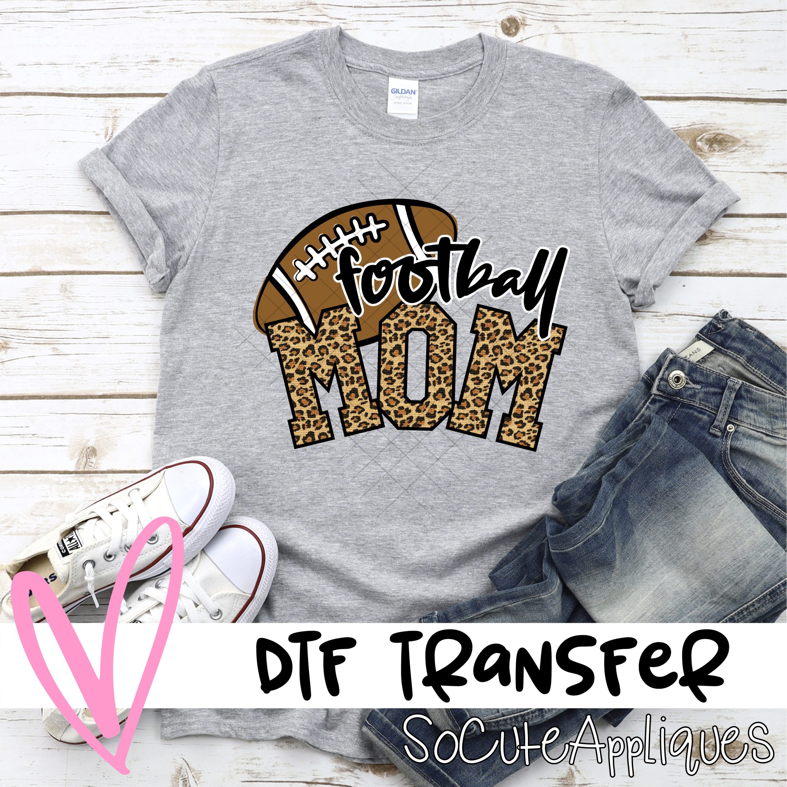 Football mom ball leopard *DTF* Transfer