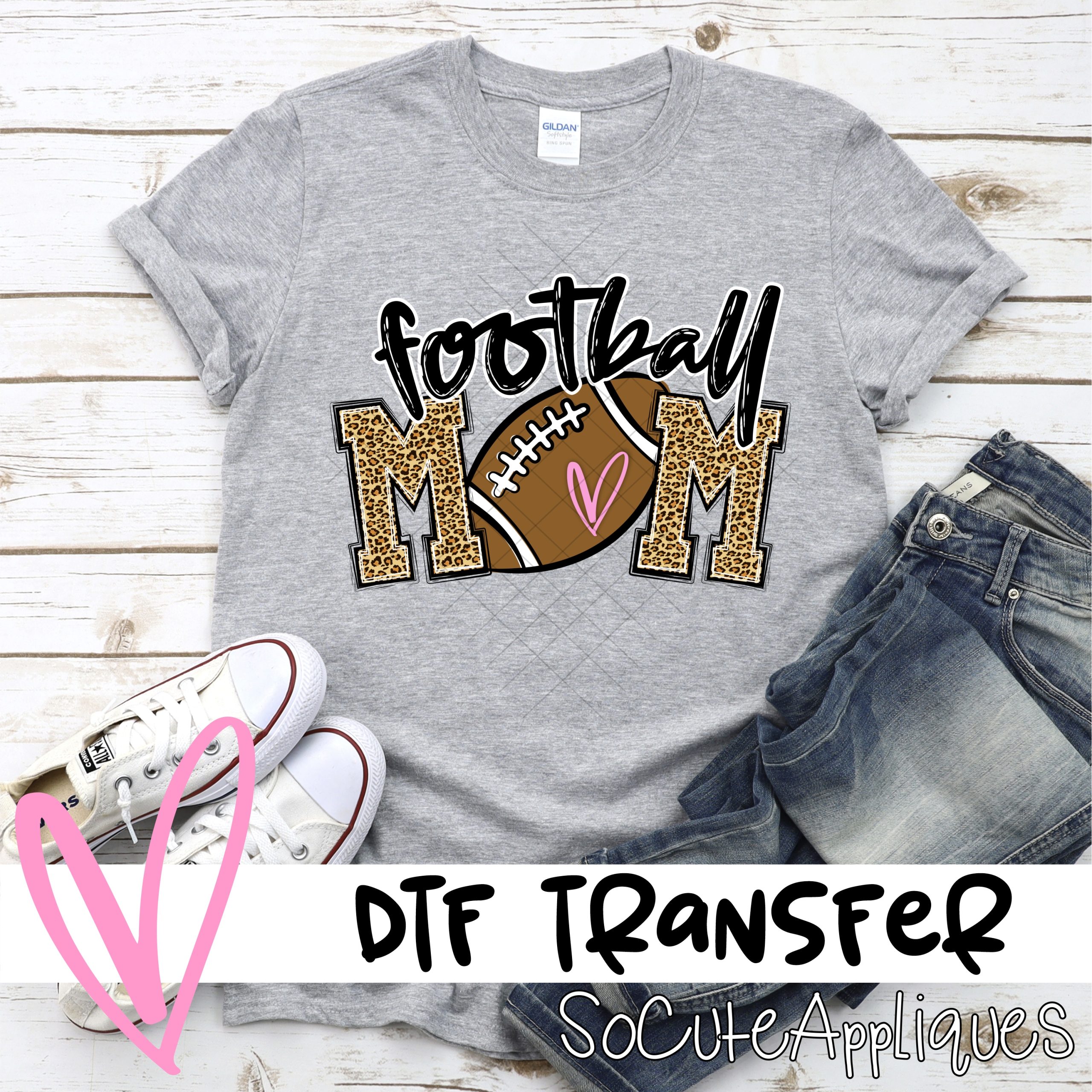 Football mom ball O leopard *DTF* Transfer
