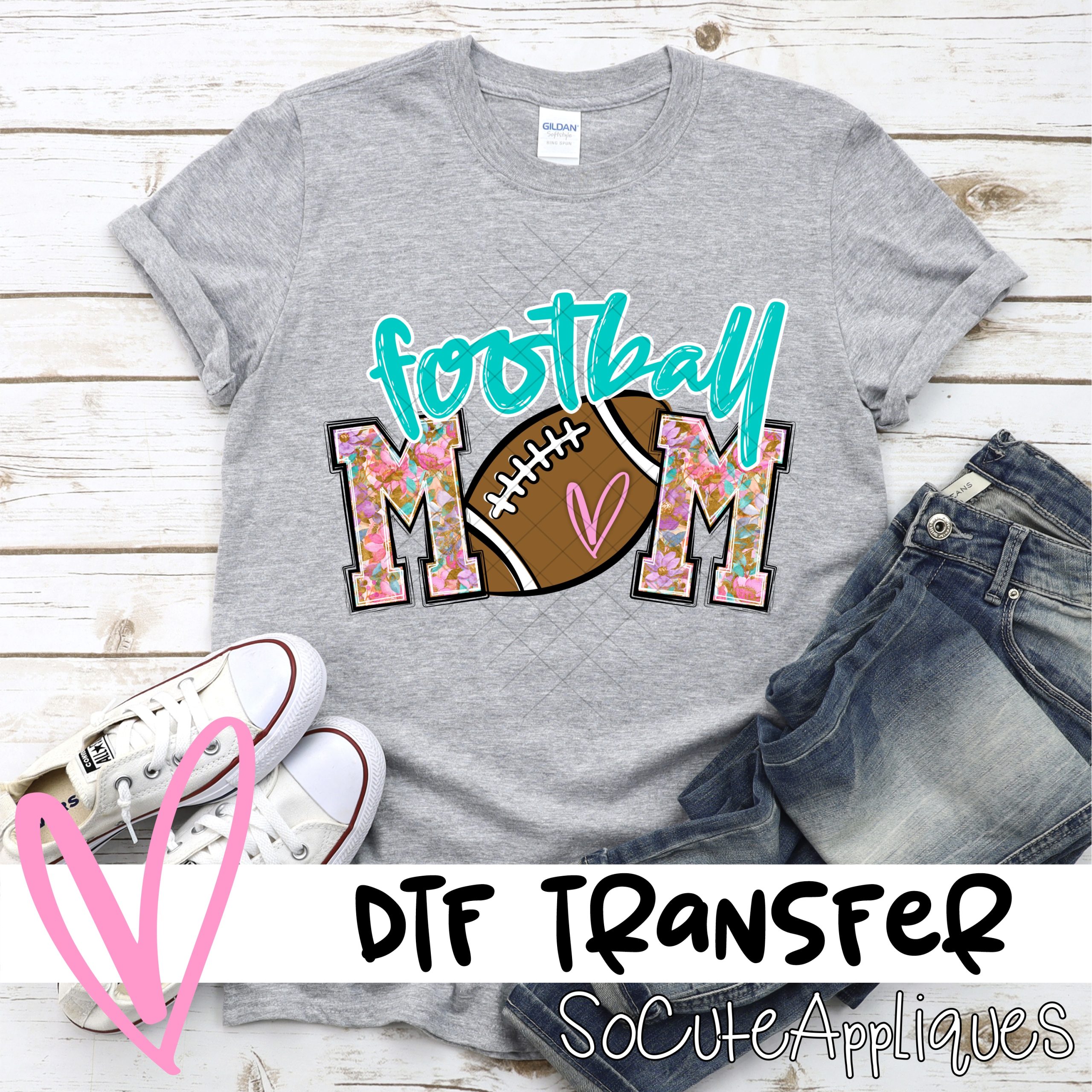 Football mom ball O multi flower *DTF* Transfer