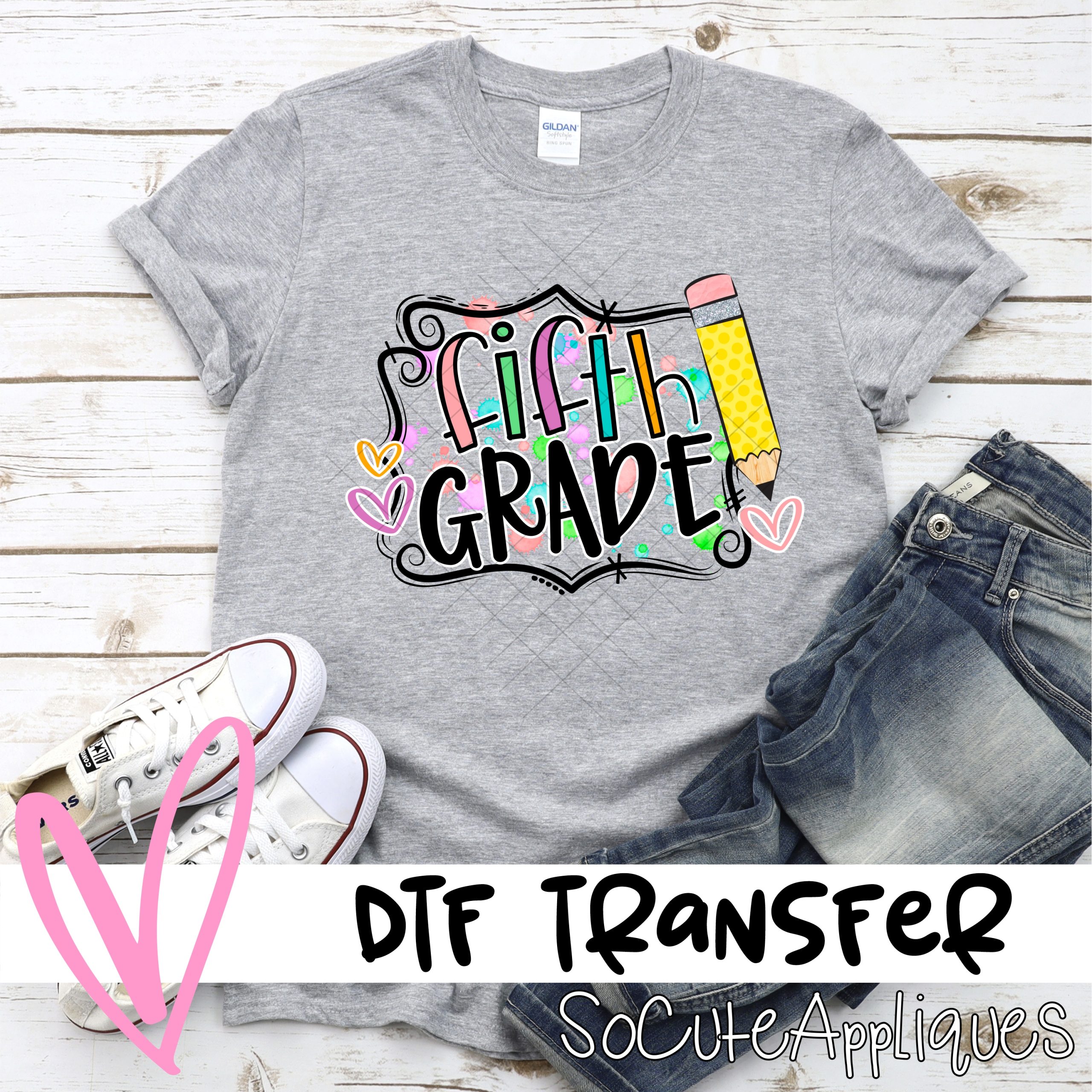 5th Grade paint splotch frame Fifth *DTF* Transfer