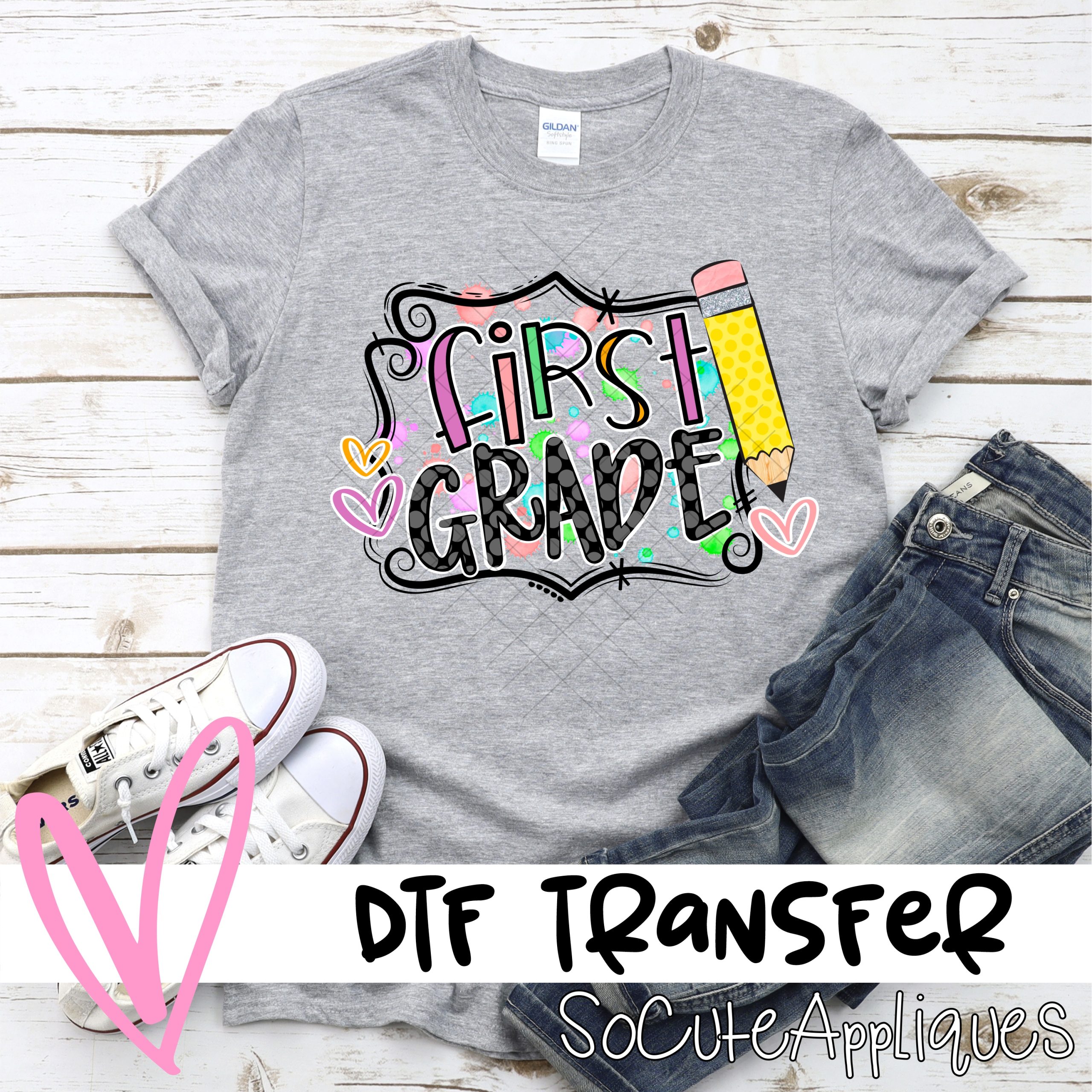 1st Grade paint splotch frame First *DTF* Transfer