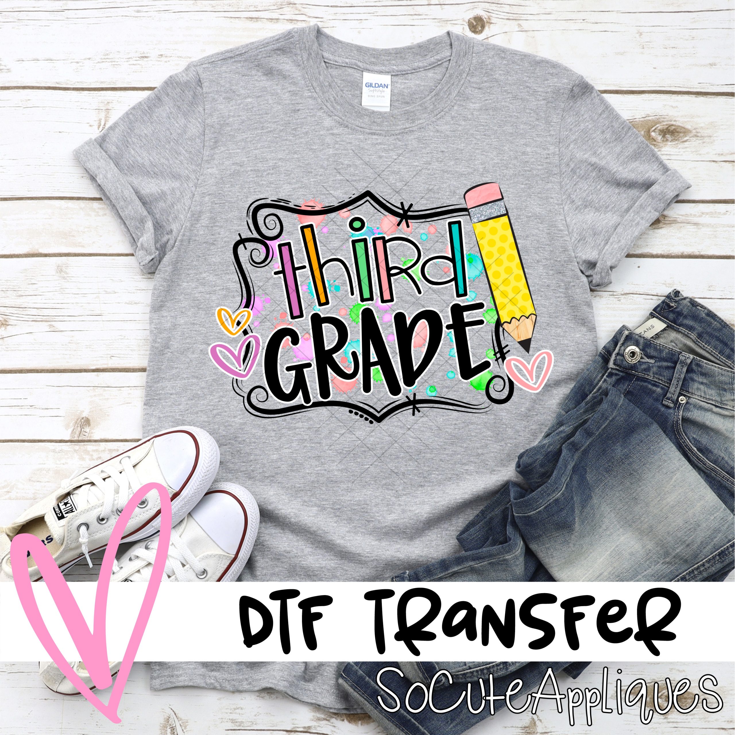 3rd Grade paint splotch frame Third *DTF* Transfer
