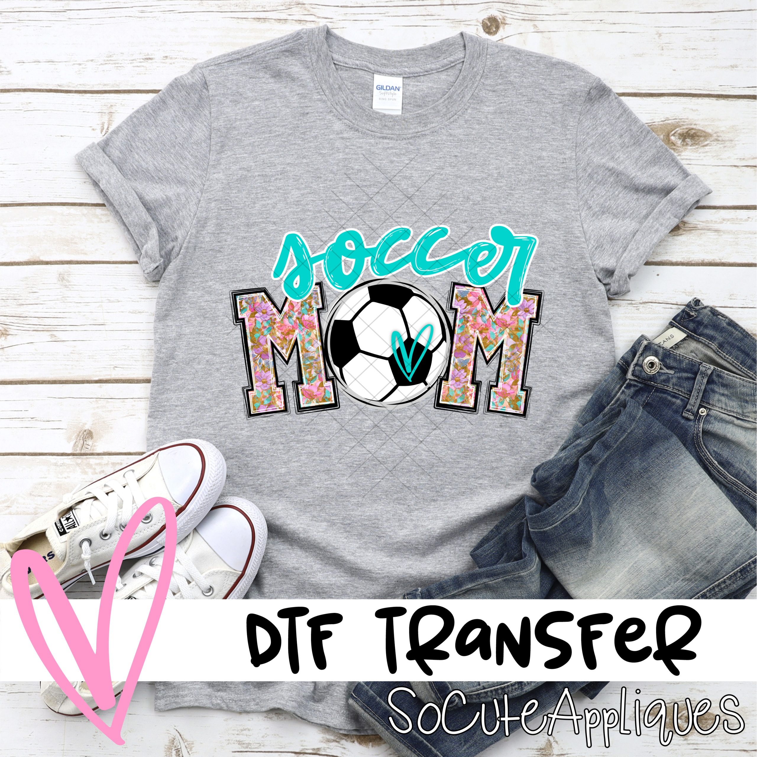 Soccer mom ball O multi flower *DTF* Transfer