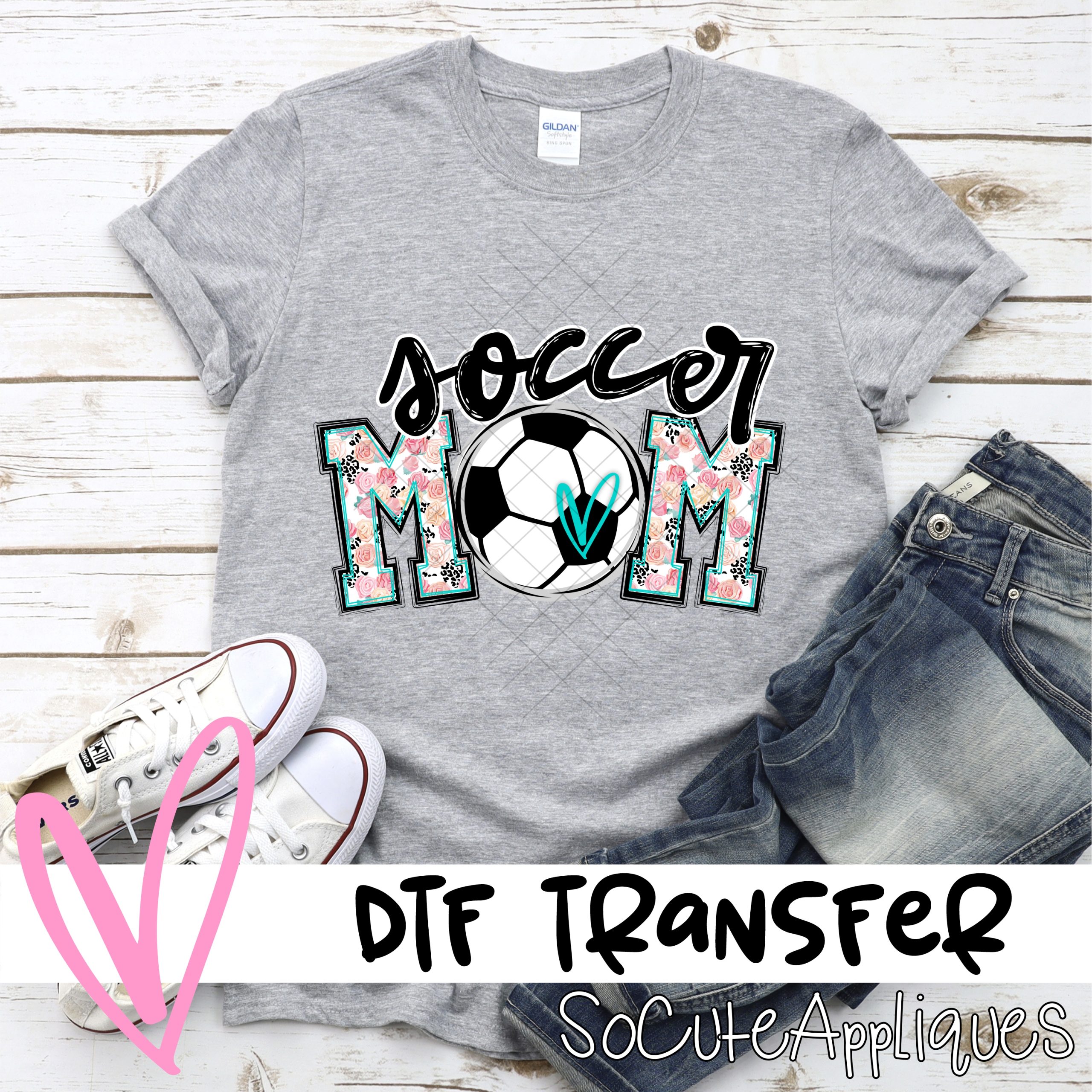 Soccer mom ball O pink leopard flower *DTF* Transfer