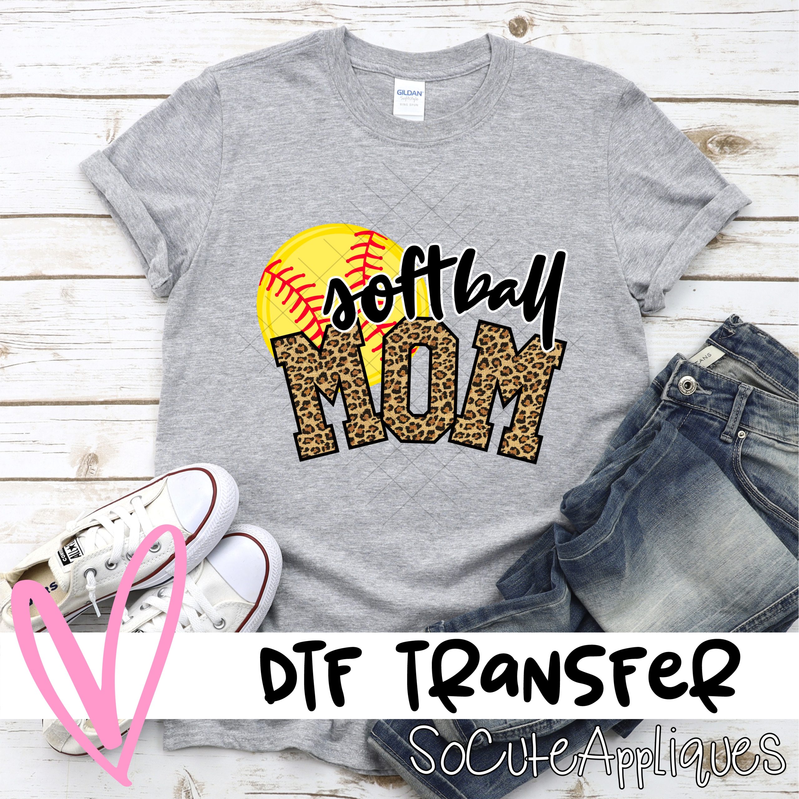 Softball mom ball leopard *DTF* Transfer