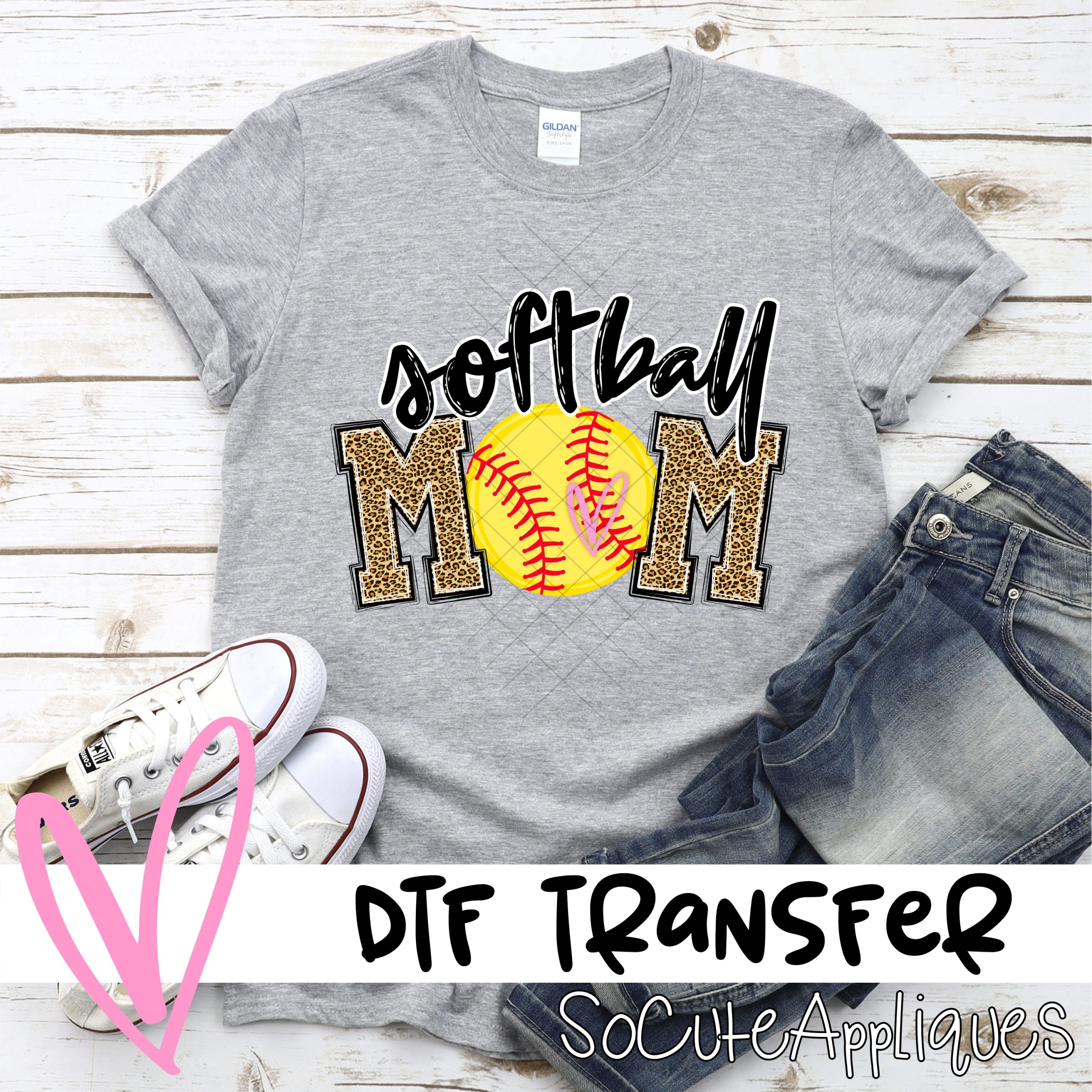 Softball mom ball O leopard *DTF* Transfer