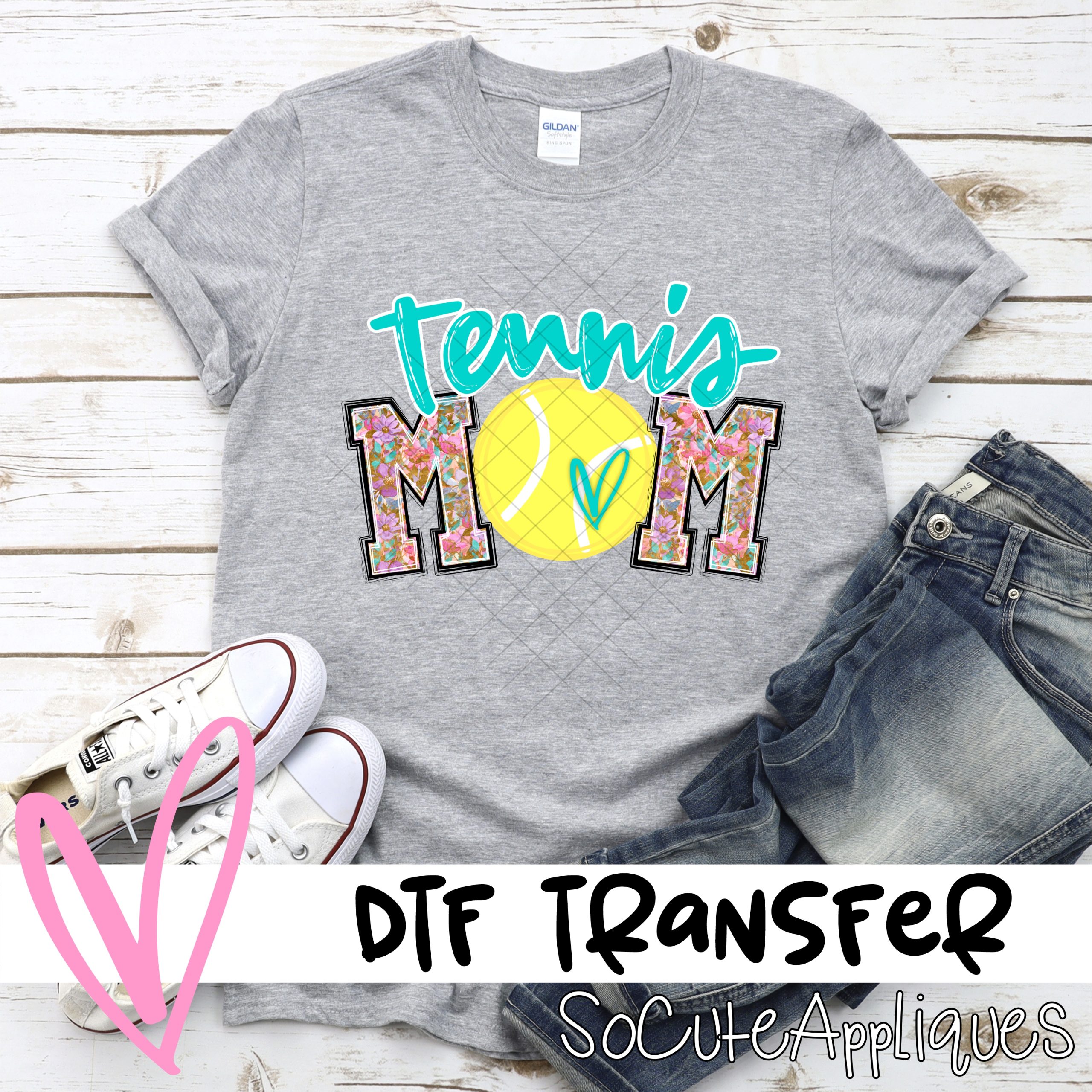 Tennis mom ball O multi flower *DTF* Transfer