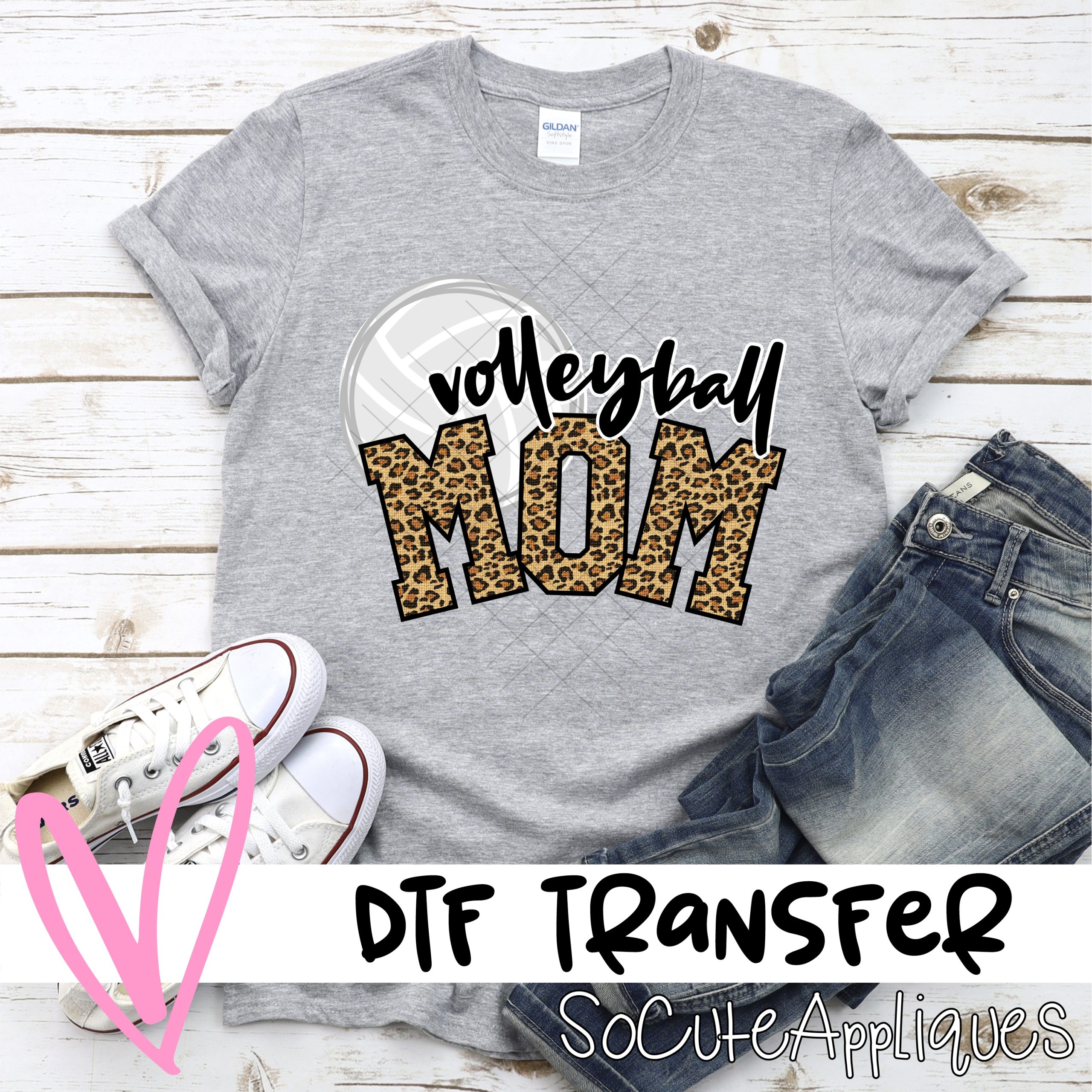 Volleyball mom ball leopard *DTF* Transfer