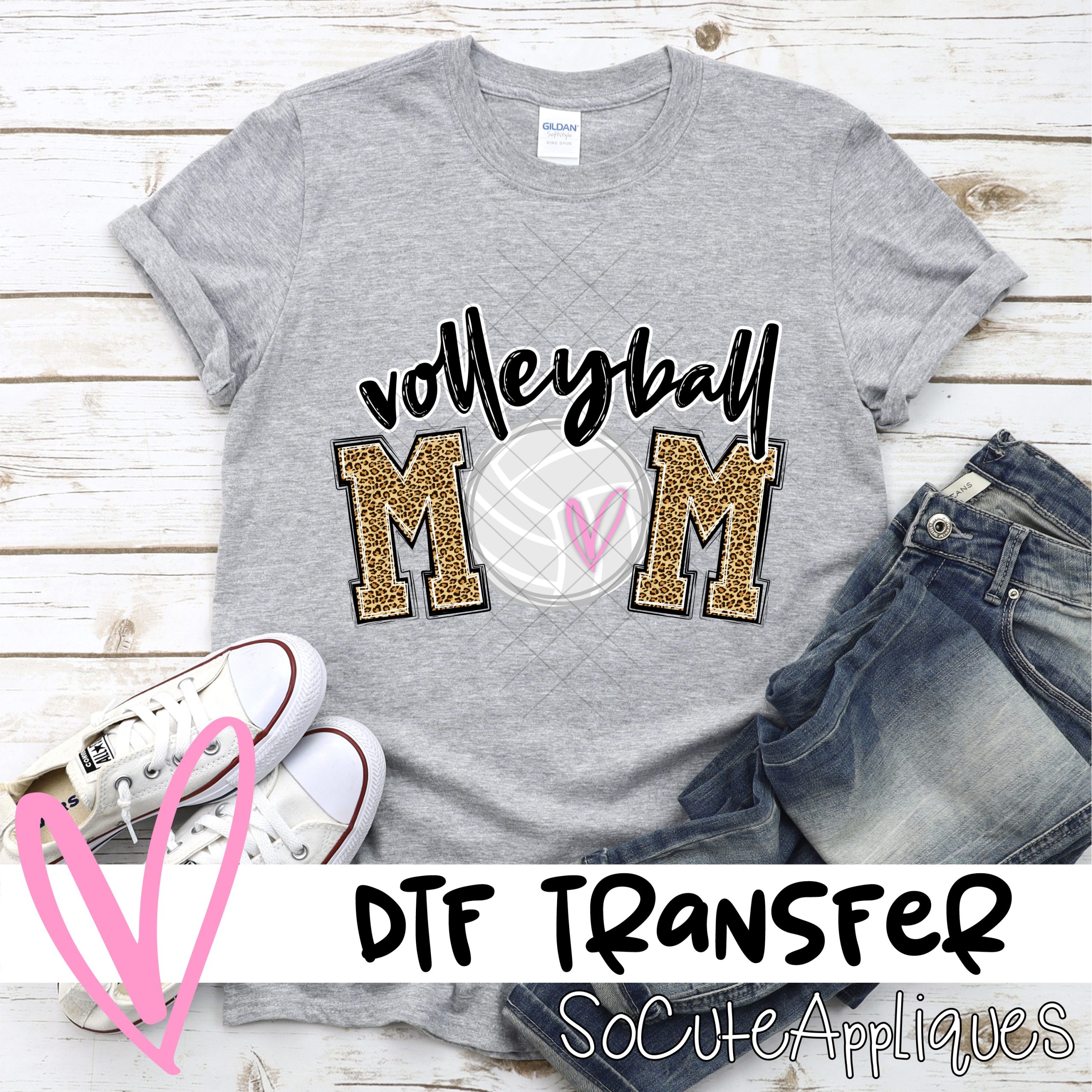 Volleyball mom ball O leopard *DTF* Transfer