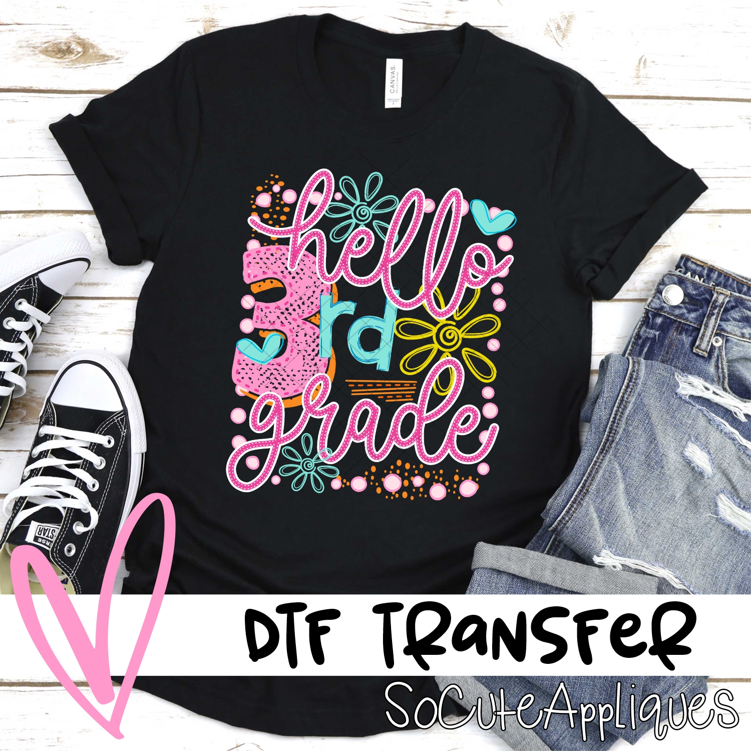 Hello Third Grade doodles *DTF* Transfer
