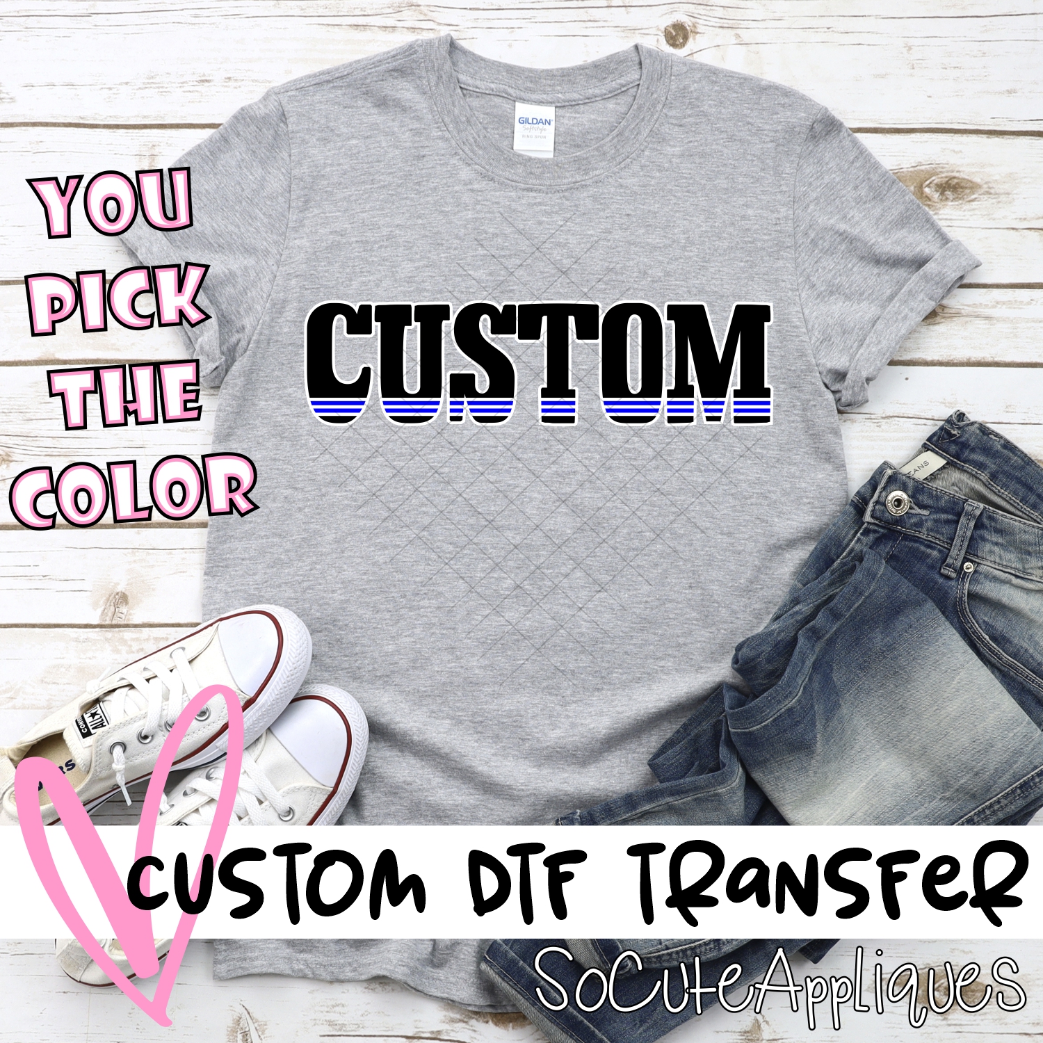 *CUSTOM NAME* Mascot name with bottom lines *DTF* Transfer  -SEEME