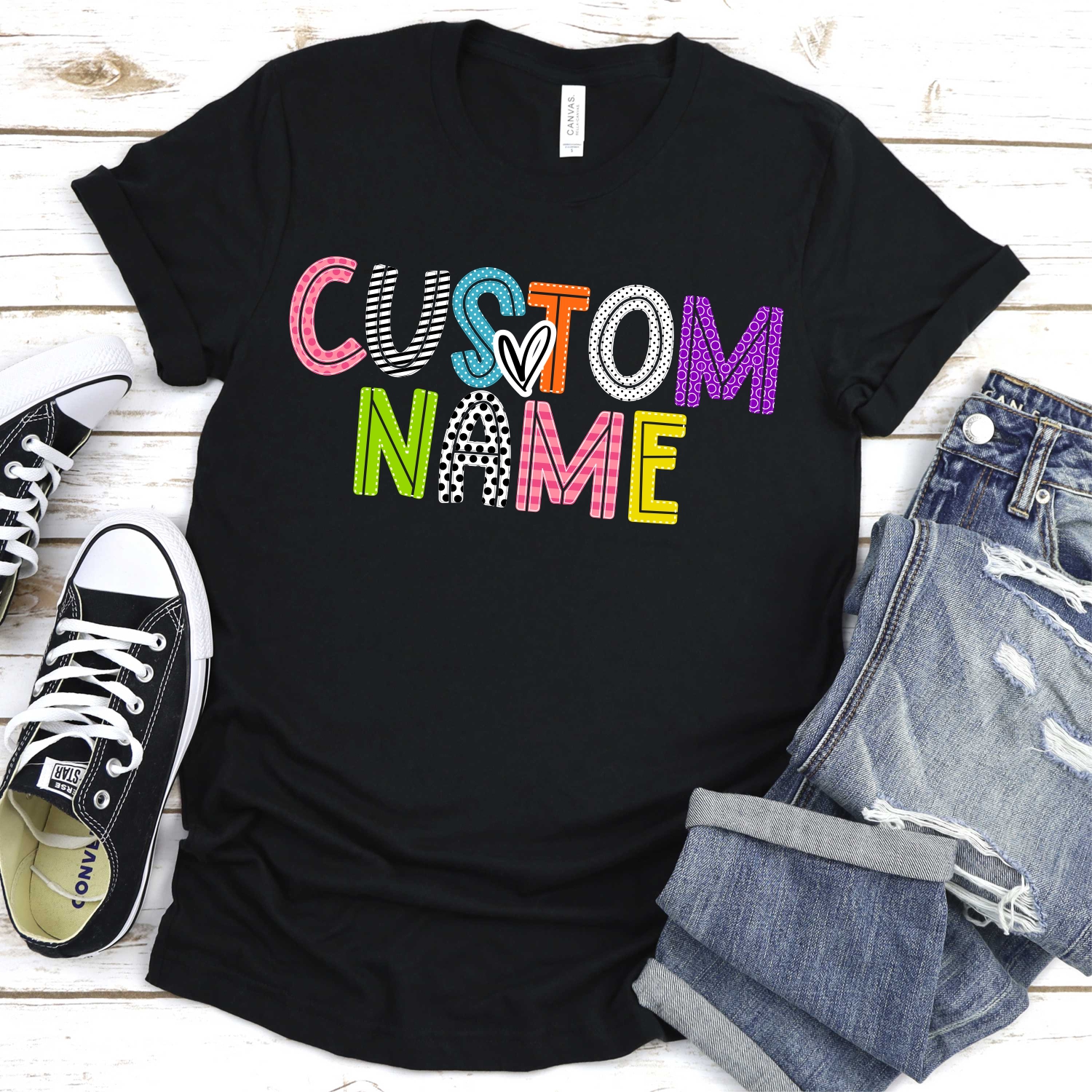 *CUSTOM NAME* Bright Mixed letters *DTF* Transfer -SEEME - Image 2