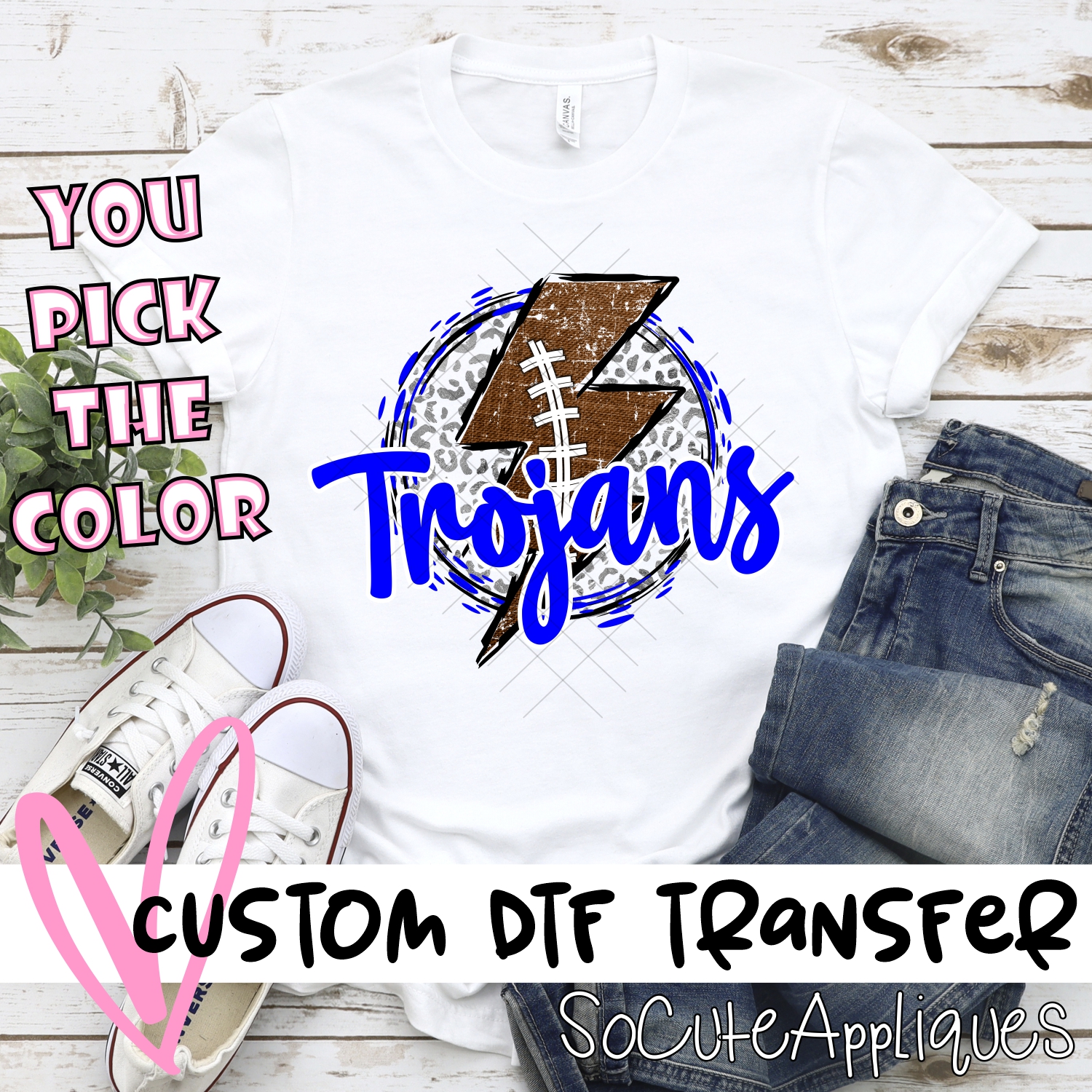 CUSTOM Trojans football bolt on leopard *DTF* Transfer