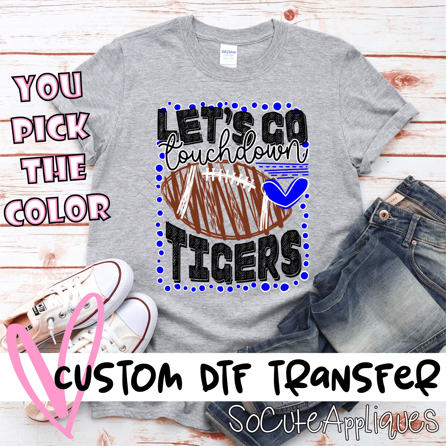 CUSTOM Lets go Tigers football dot frame *DTF* Transfer