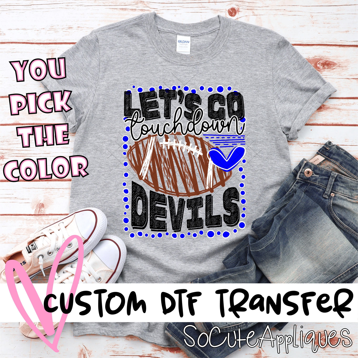 CUSTOM Lets go Devils football dot frame *DTF* Transfer