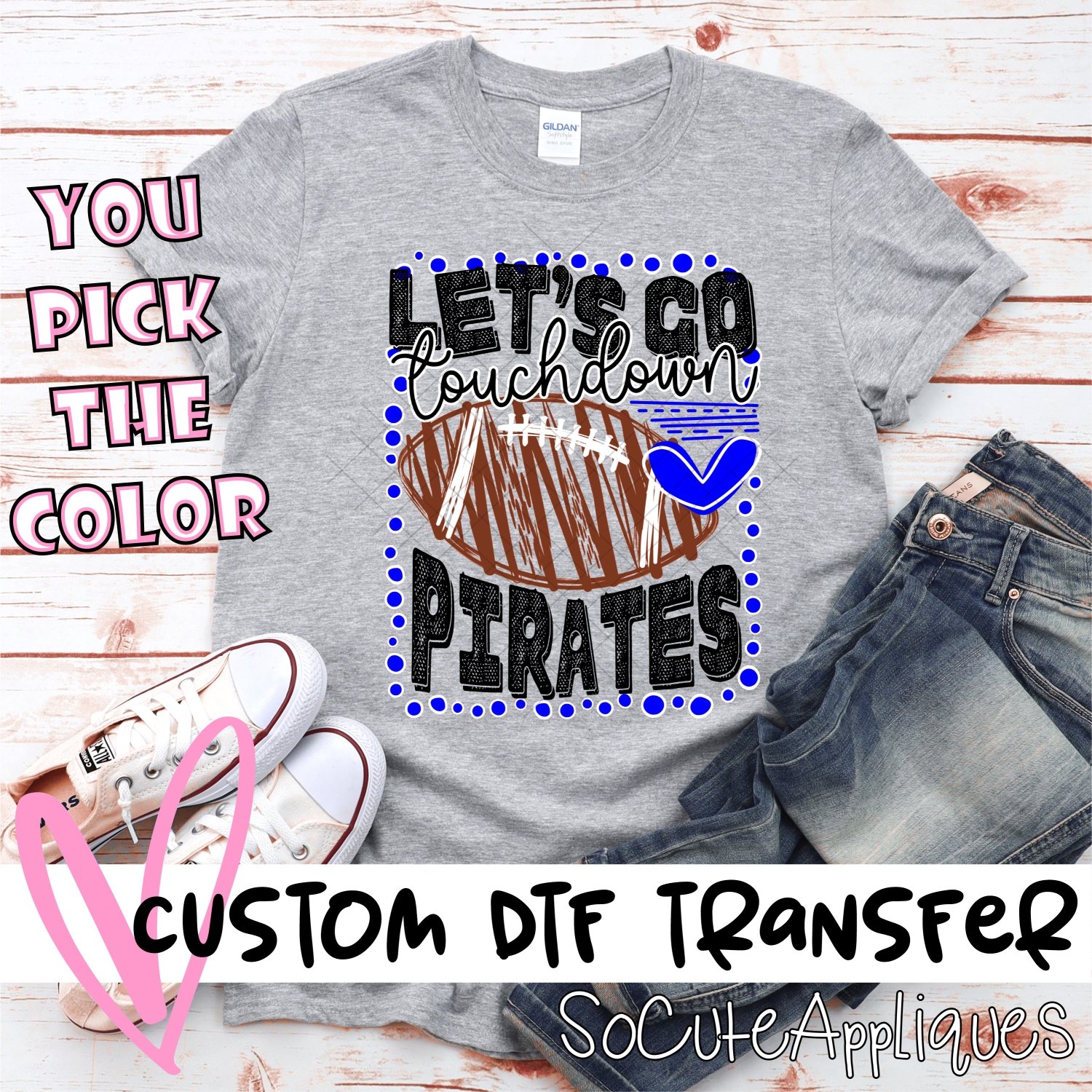 CUSTOM Lets go Pirates football dot frame *DTF* Transfer