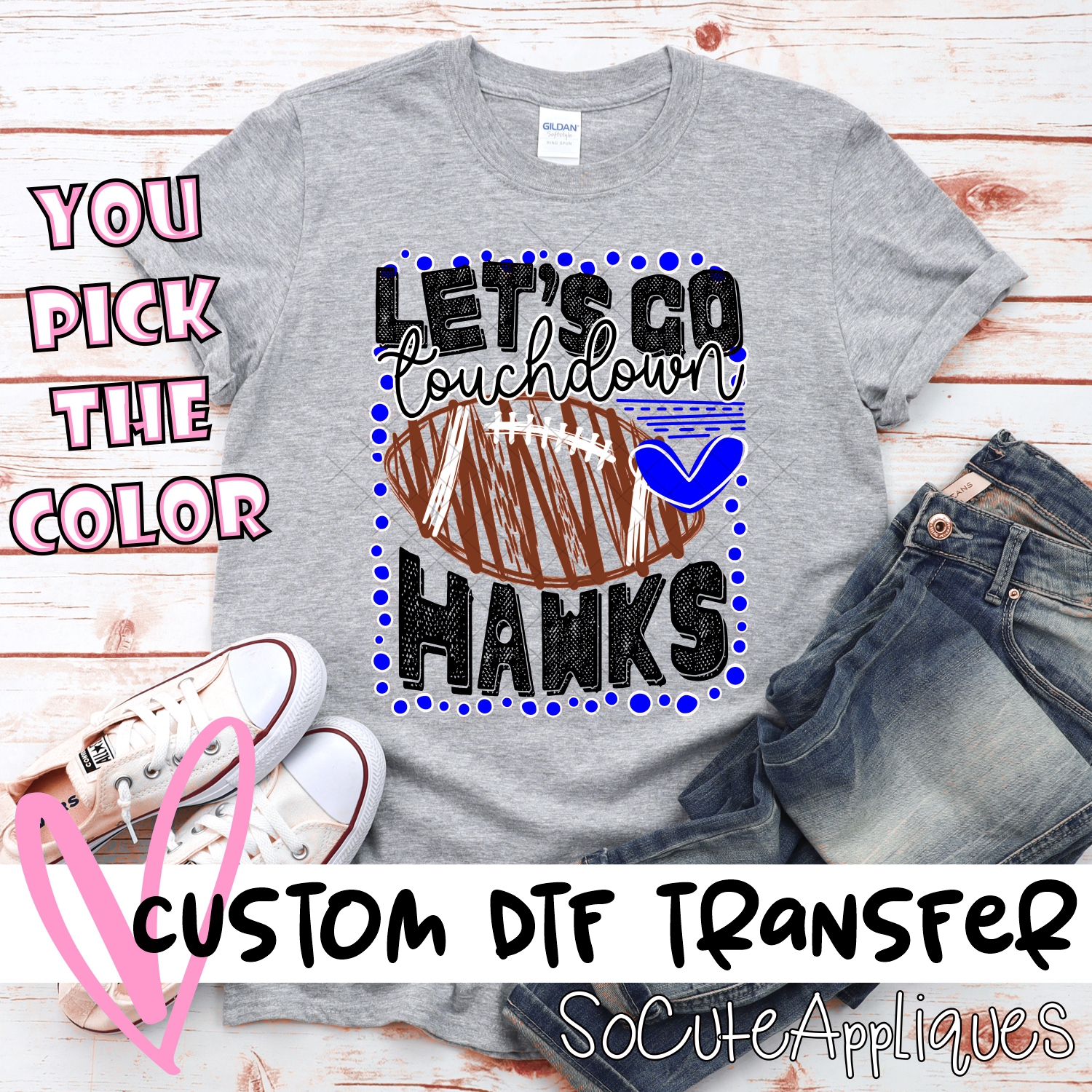 CUSTOM Lets go Hawks football dot frame *DTF* Transfer