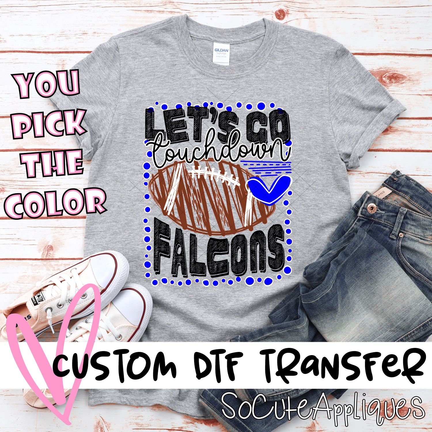 CUSTOM Lets go Falcons football dot frame *DTF* Transfer