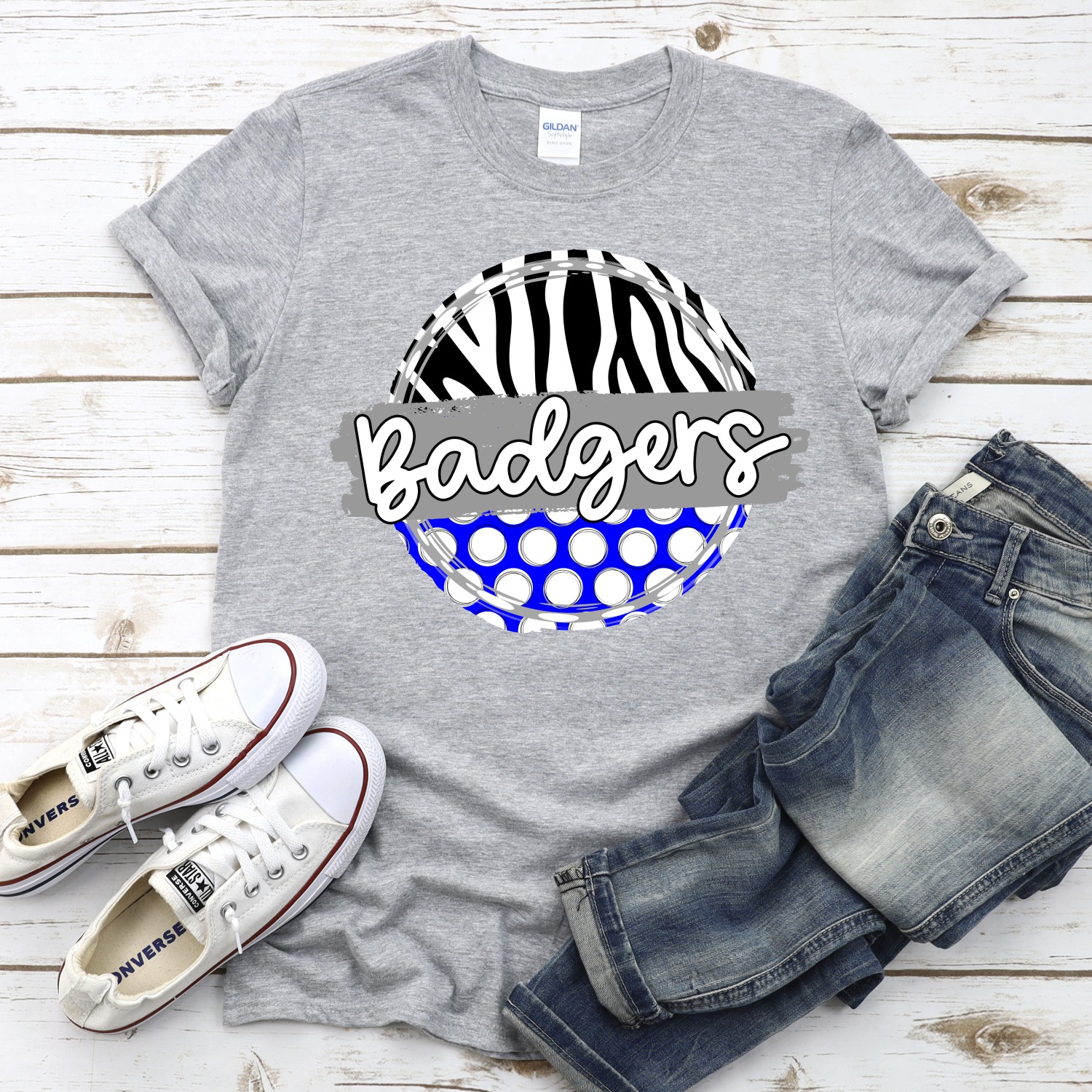 CUSTOM Badgers polka dot zebra circle *DTF* Transfer - Image 2