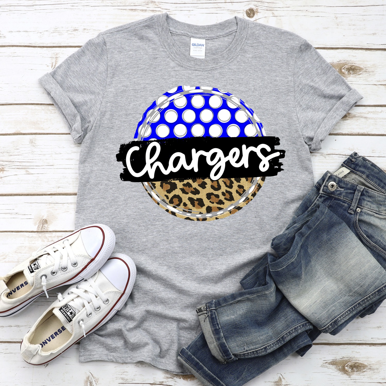 CUSTOM Chargers polka dot Leopard circle *DTF* Transfer - Image 2