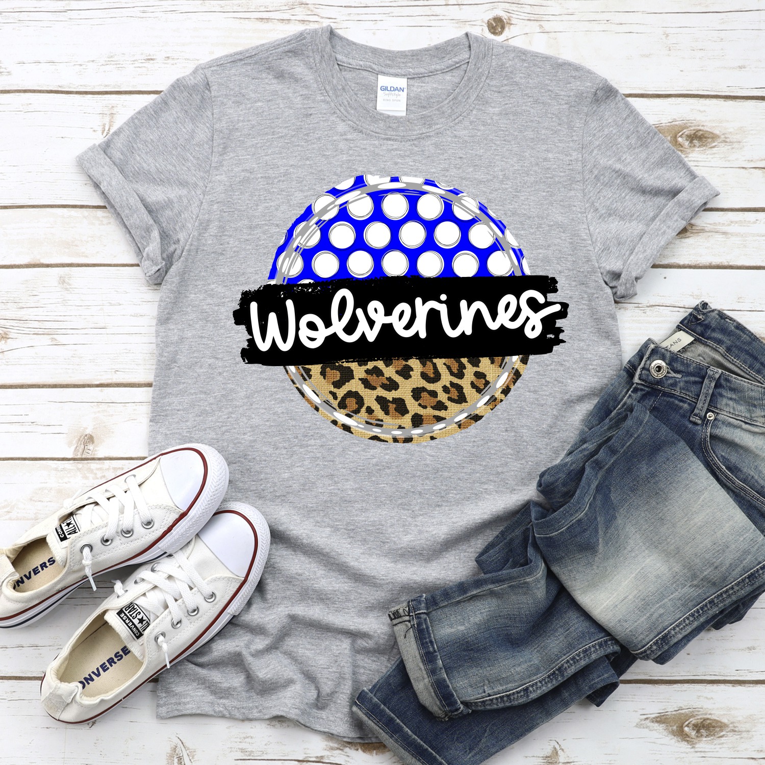 CUSTOM Wolverines polka dot Leopard circle *DTF* Transfer - Image 2