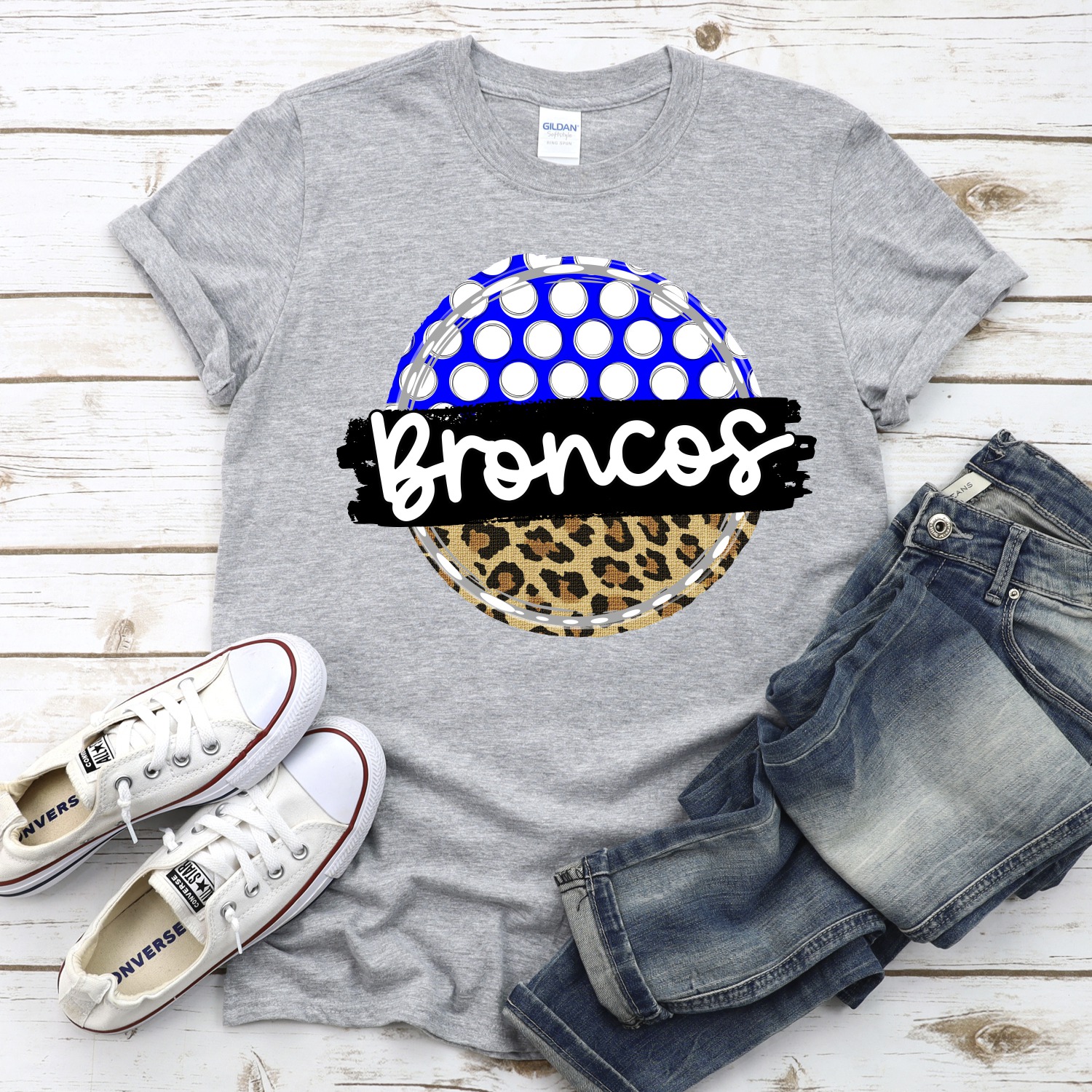 CUSTOM Broncos polka dot Leopard circle *DTF* Transfer - Image 2