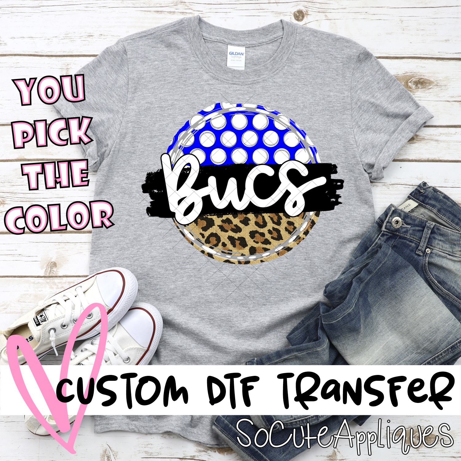 CUSTOM Bucs polka dot Leopard circle *DTF* Transfer