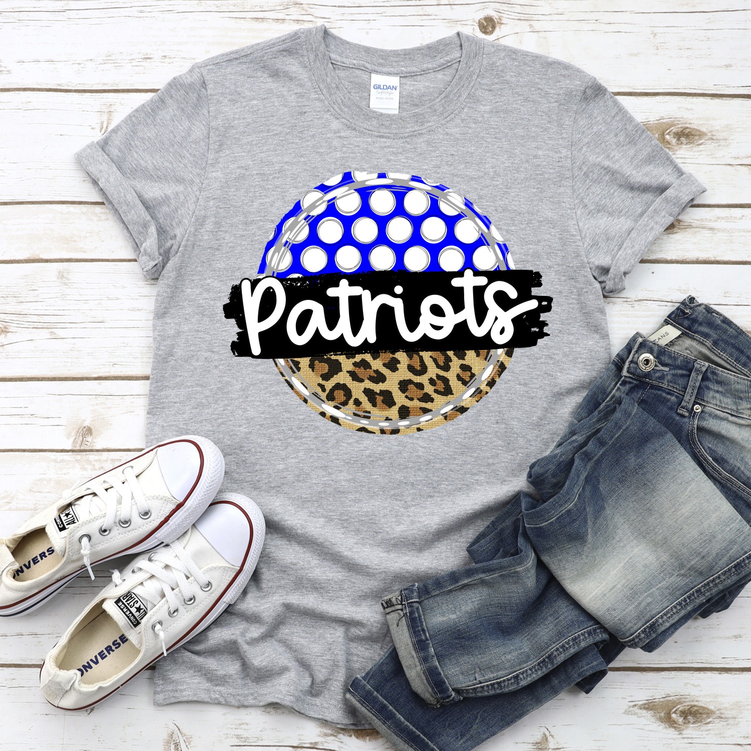 CUSTOM Patriots polka dot Leopard circle *DTF* Transfer - Image 2