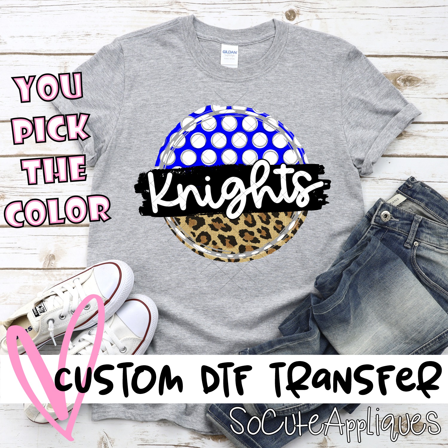 CUSTOM Knights polka dot Leopard circle *DTF* Transfer
