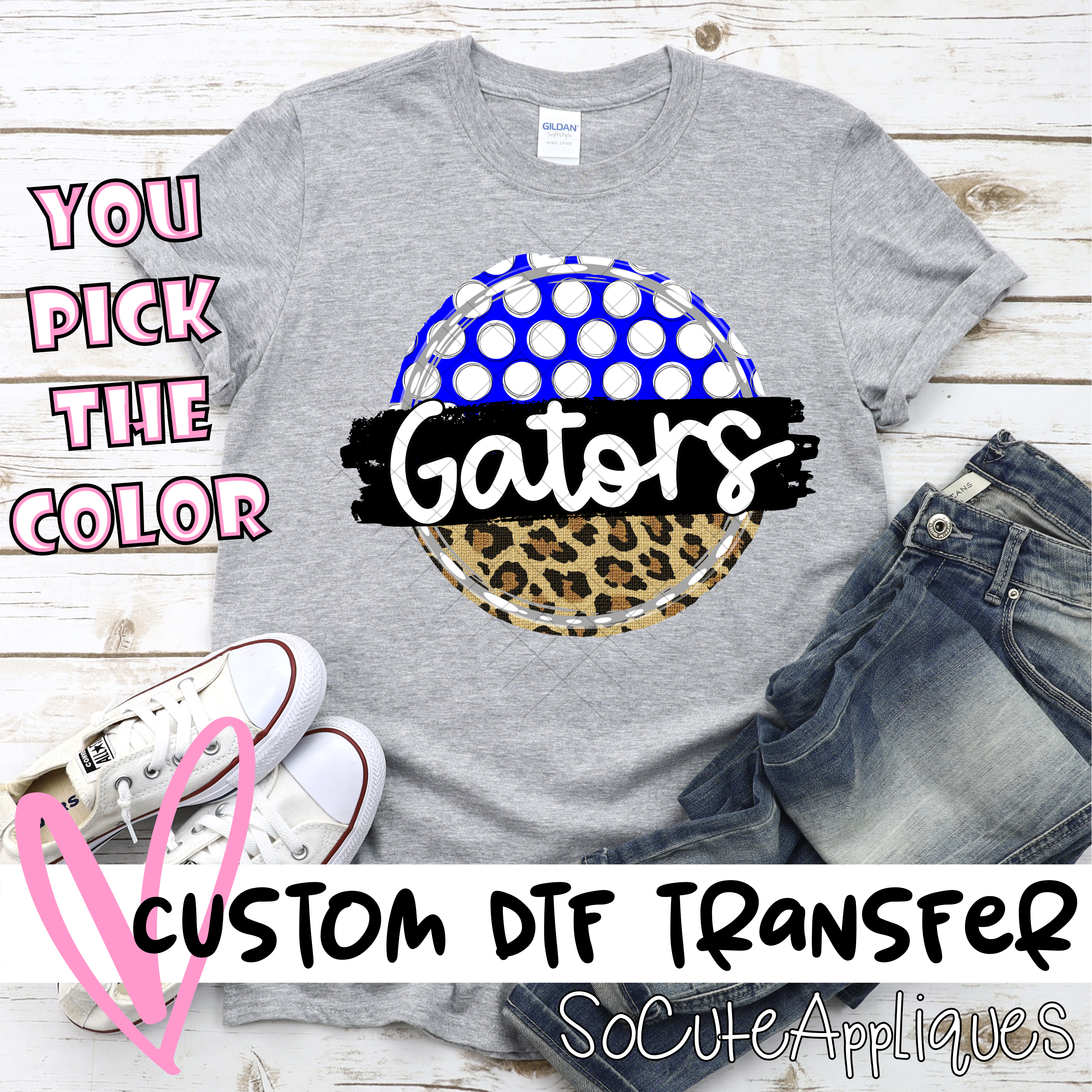CUSTOM Gators polka dot Leopard circle *DTF* Transfer