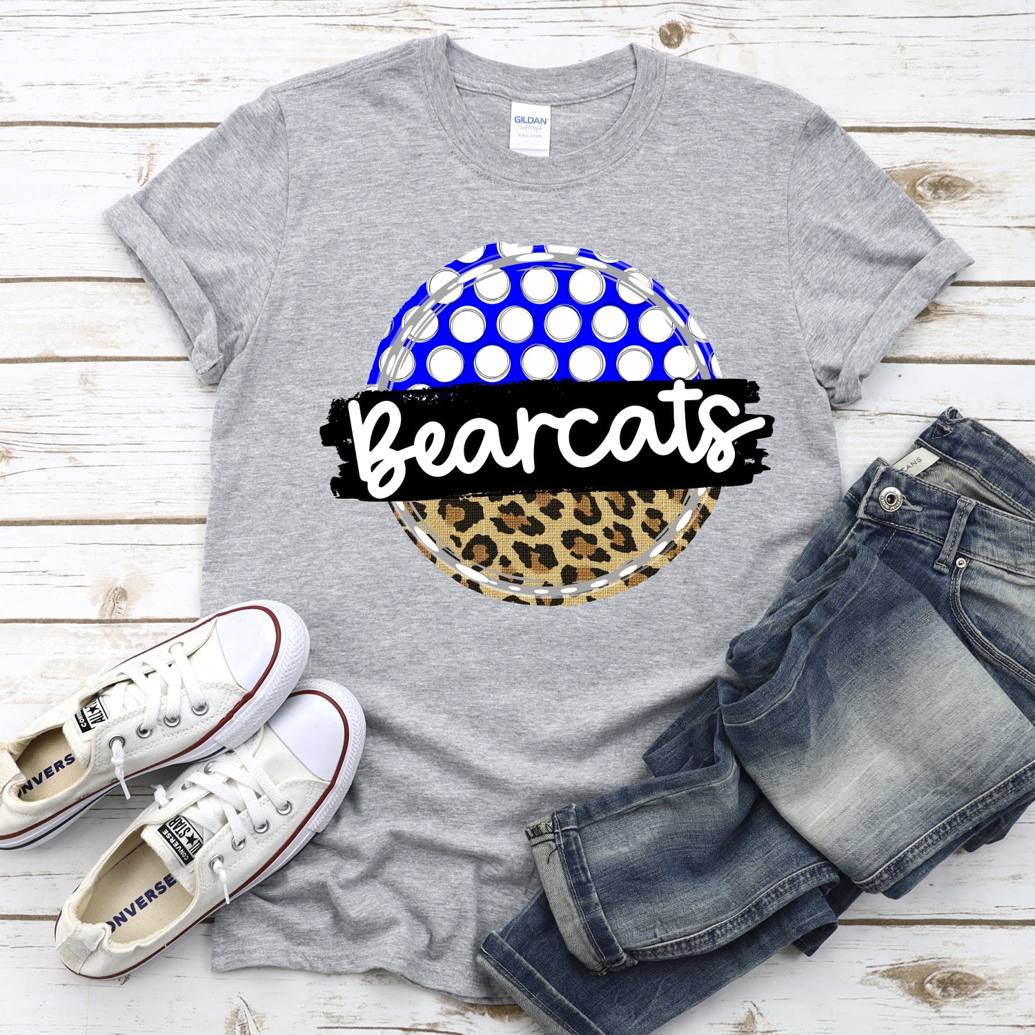 CUSTOM Bearcats polka dot Leopard circle *DTF* Transfer - Image 2