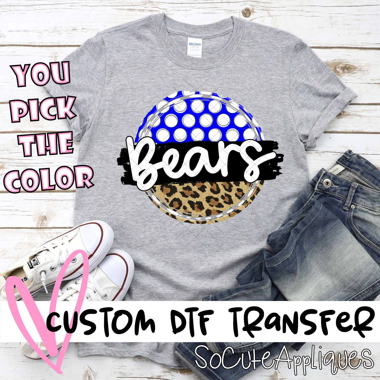CUSTOM Bears polka dot Leopard circle *DTF* Transfer