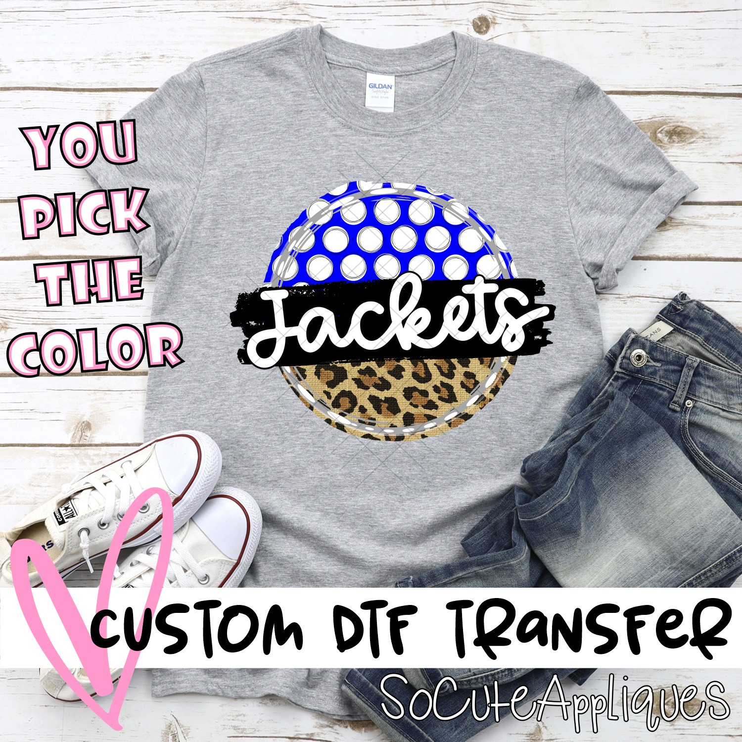 CUSTOM Jackets polka dot Leopard circle *DTF* Transfer