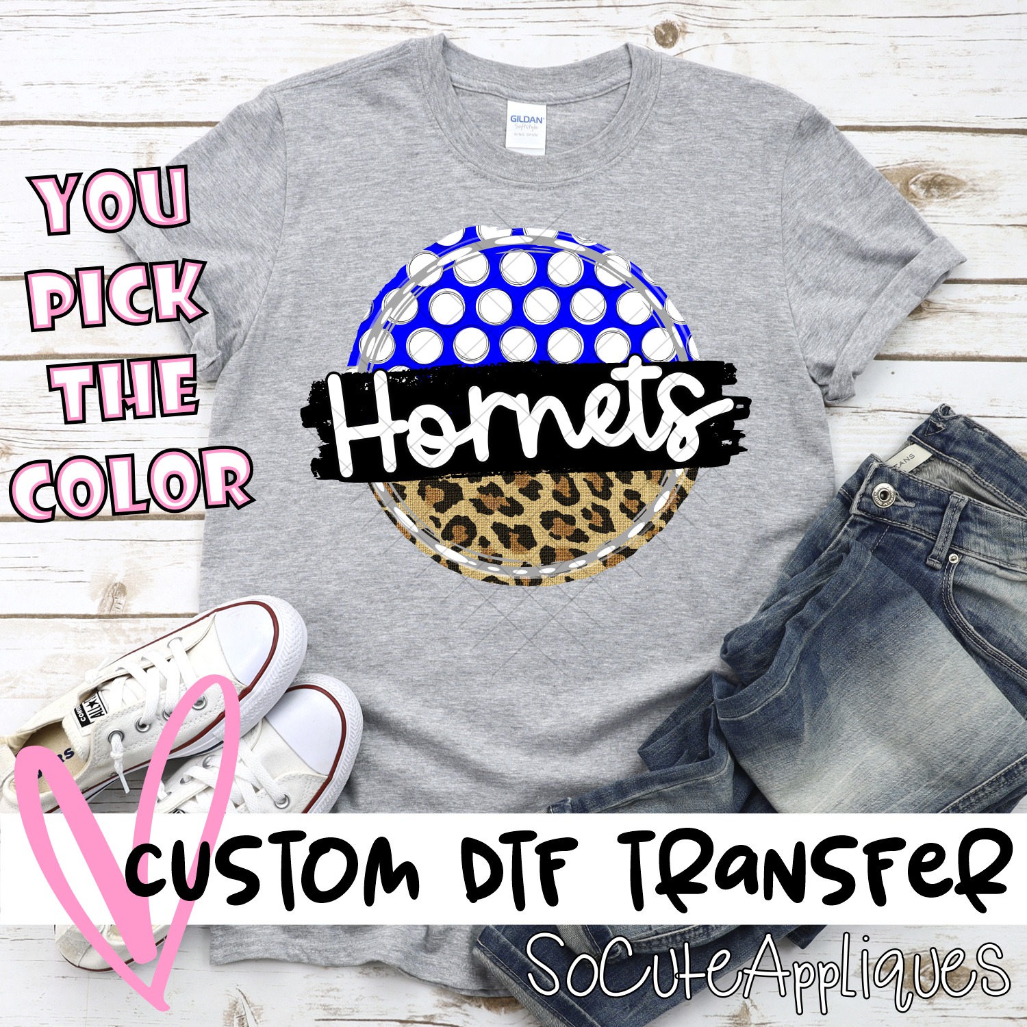 CUSTOM Hornets polka dot Leopard circle *DTF* Transfer
