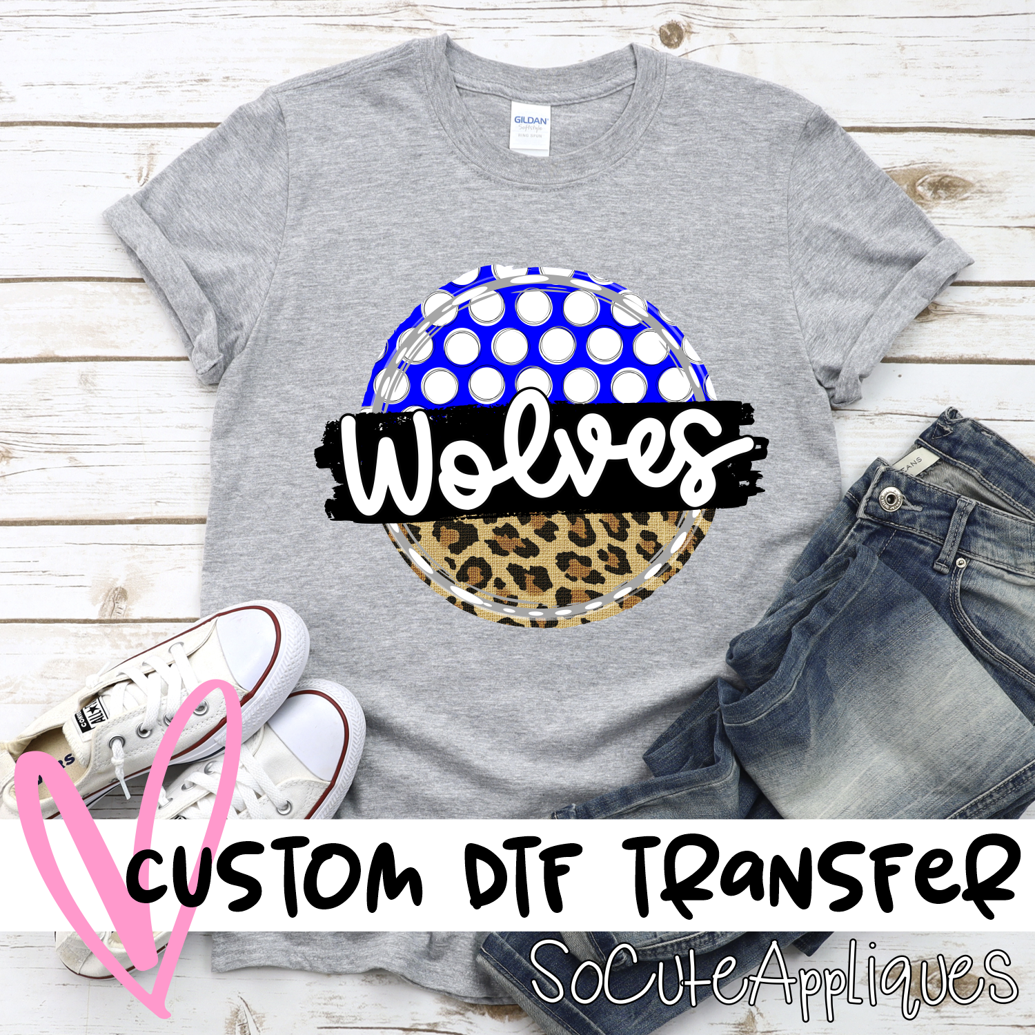 CUSTOM Wolves polka dot Leopard circle *DTF* Transfer