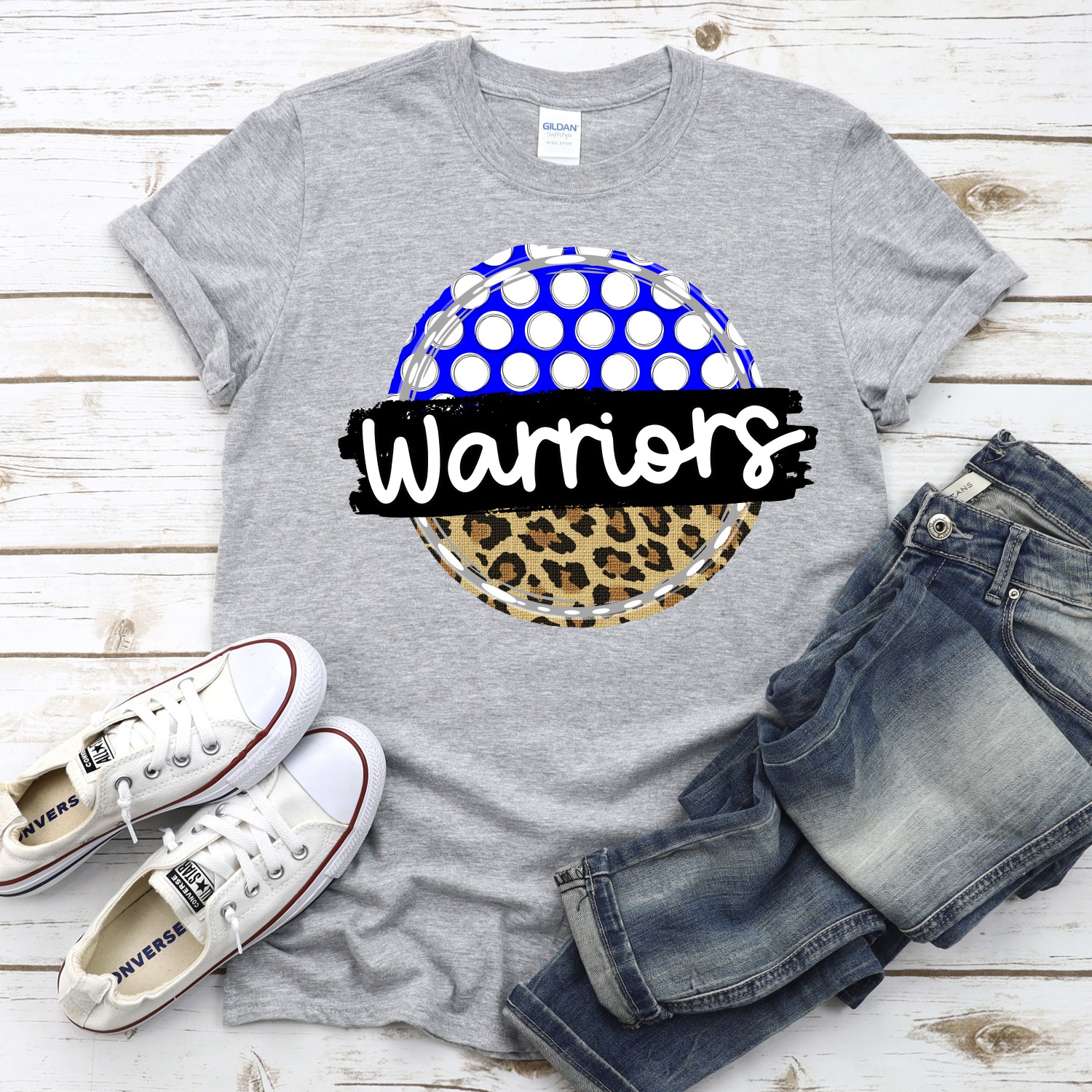CUSTOM Warriors polka dot Leopard circle *DTF* Transfer - Image 2