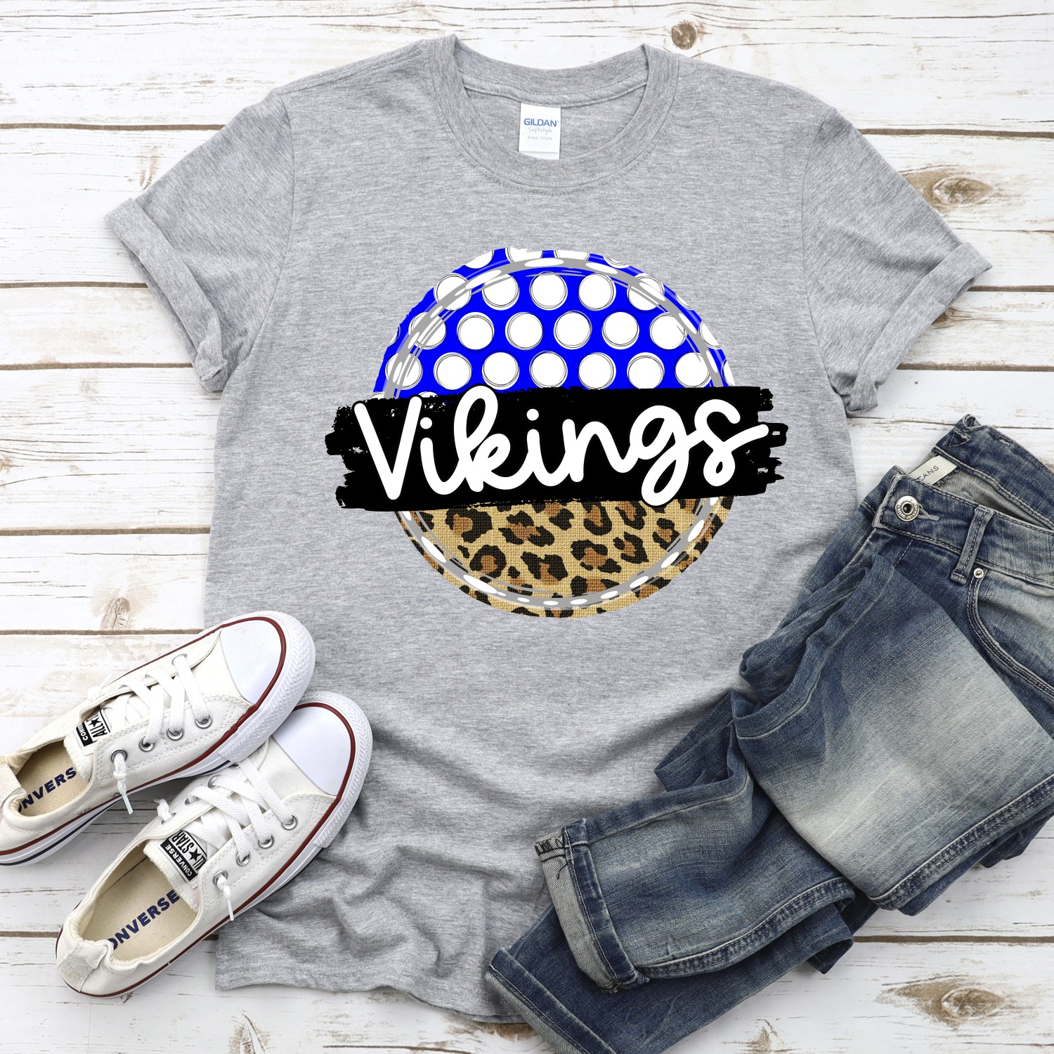 CUSTOM Vikings polka dot Leopard circle *DTF* Transfer - Image 2