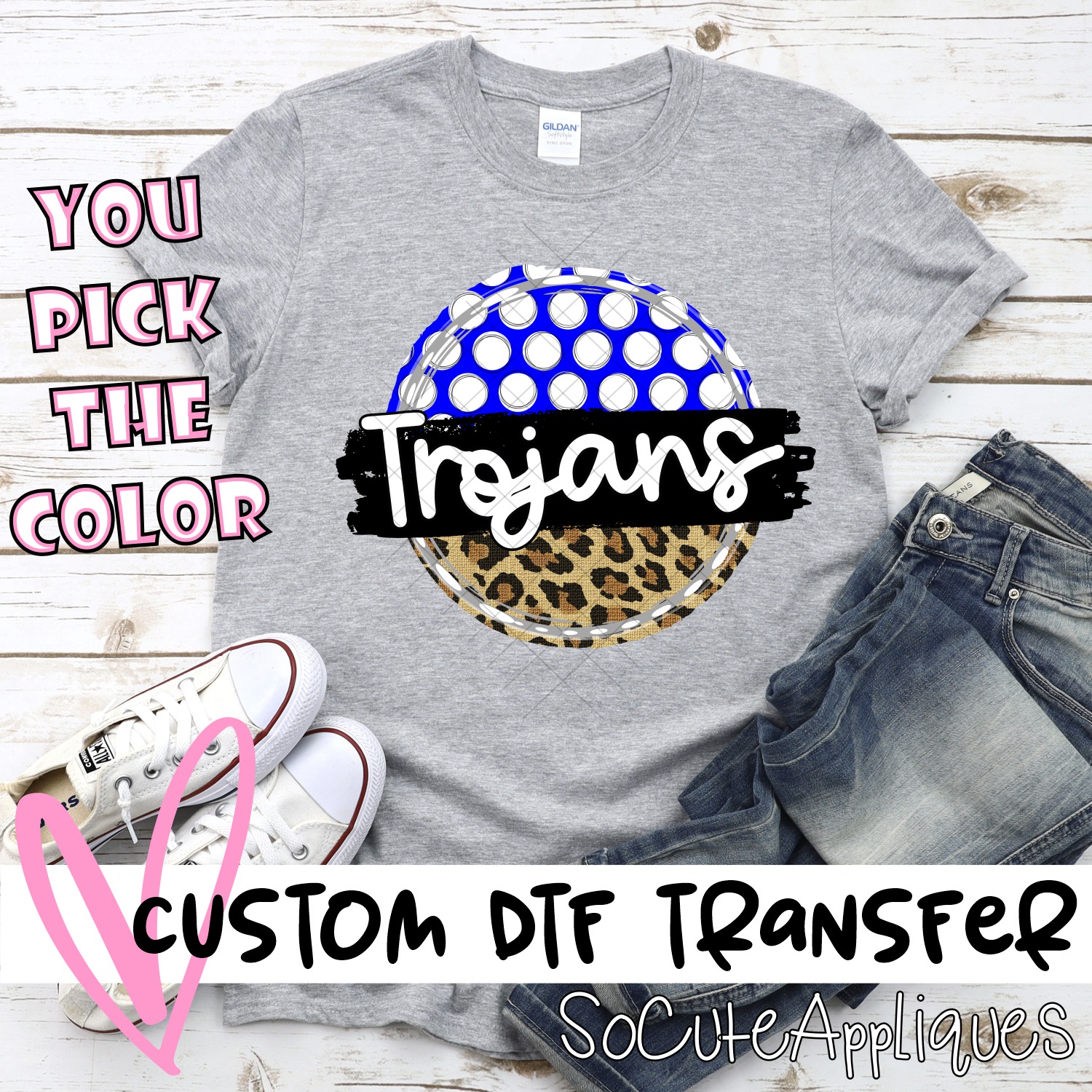 CUSTOM Trojans polka dot Leopard circle *DTF* Transfer
