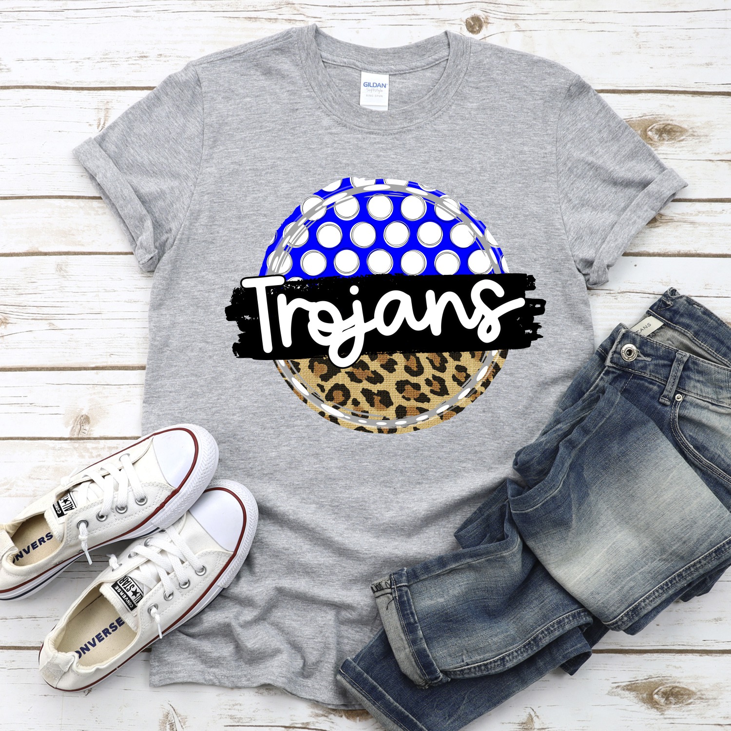 CUSTOM Trojans polka dot Leopard circle *DTF* Transfer - Image 2