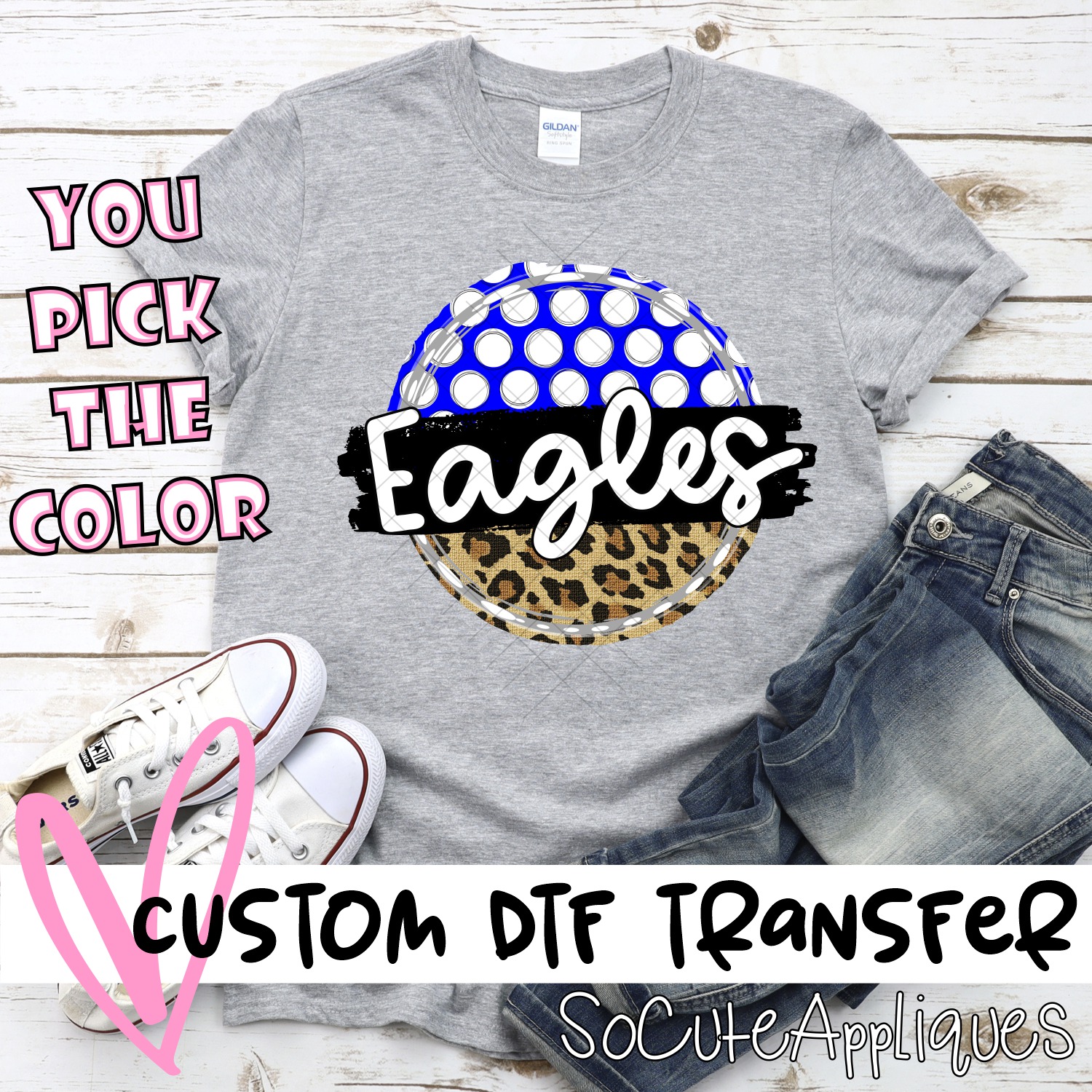 CUSTOM Eagles polka dot Leopard circle *DTF* Transfer