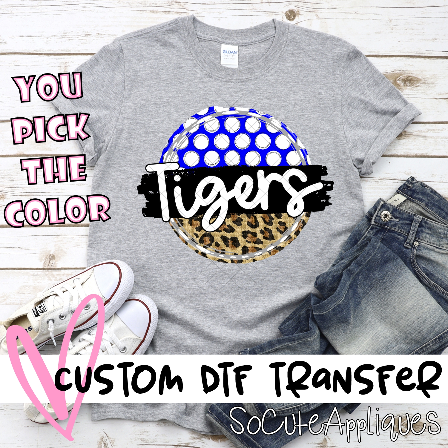 CUSTOM Tigers polka dot Leopard circle *DTF* Transfer